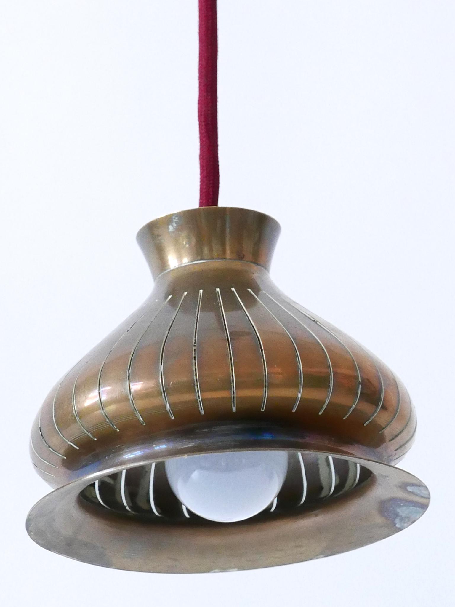 Extremely Rare Mid Century Modern Counterweight Brass Pendant Lamp Germany 1950s For Sale 10