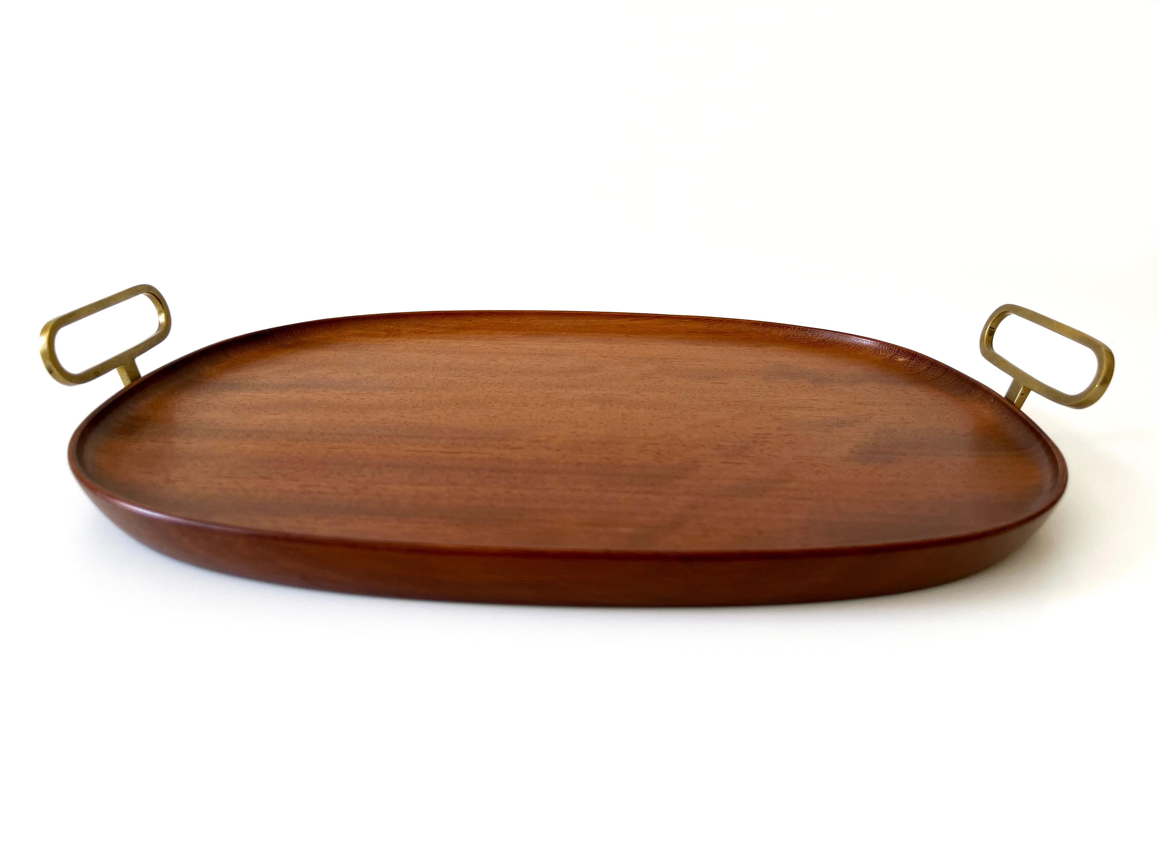 Extremely Rare Mid-Century Modern Teak Serving Tray by Carl Auböck Austria 1950s In Good Condition For Sale In Munich, DE