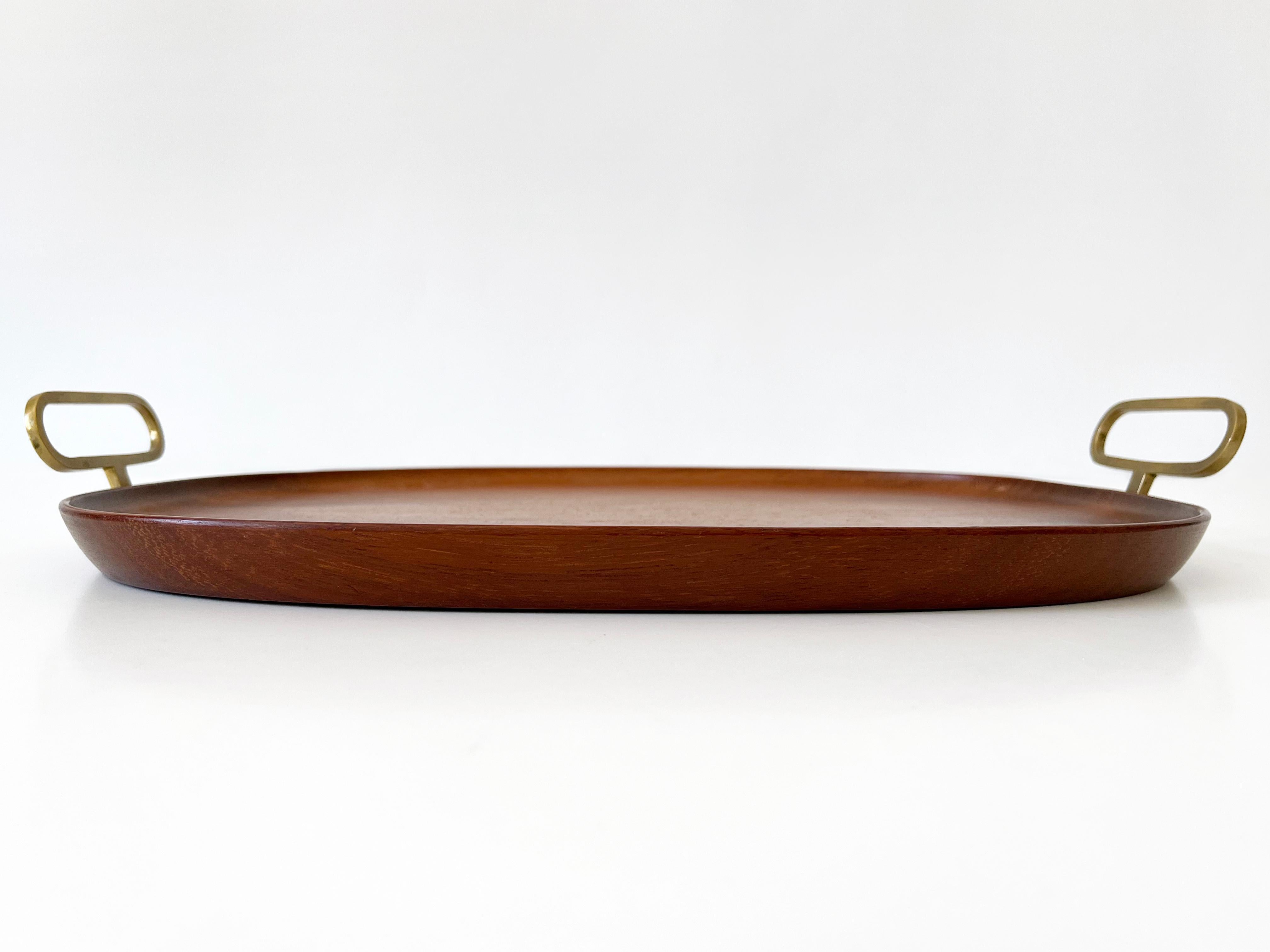 Brass Extremely Rare Mid-Century Modern Teak Serving Tray by Carl Auböck Austria 1950s For Sale