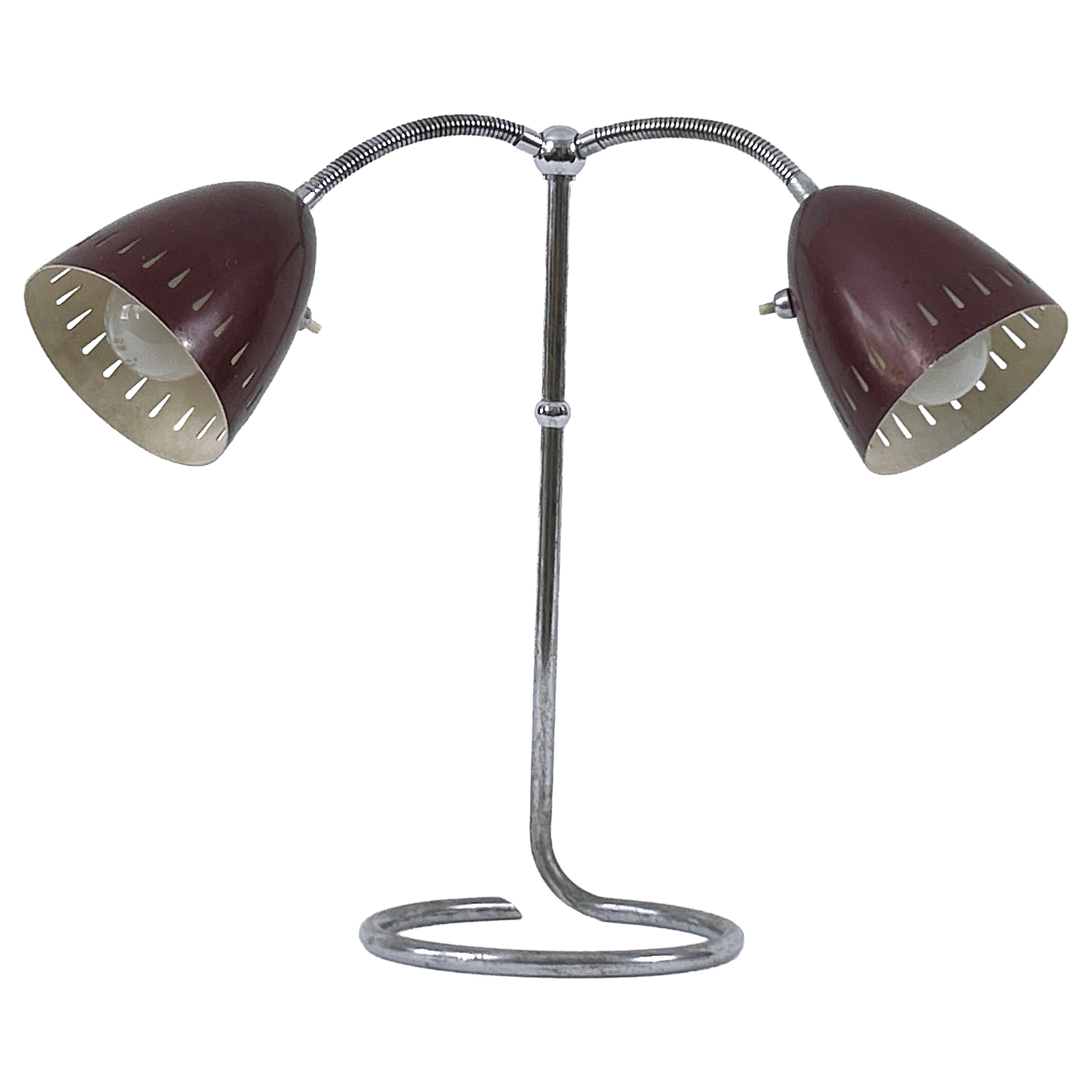 Extremely Rare Mid Century Two Armed Table Lamp or Desk Light Germany 1950s