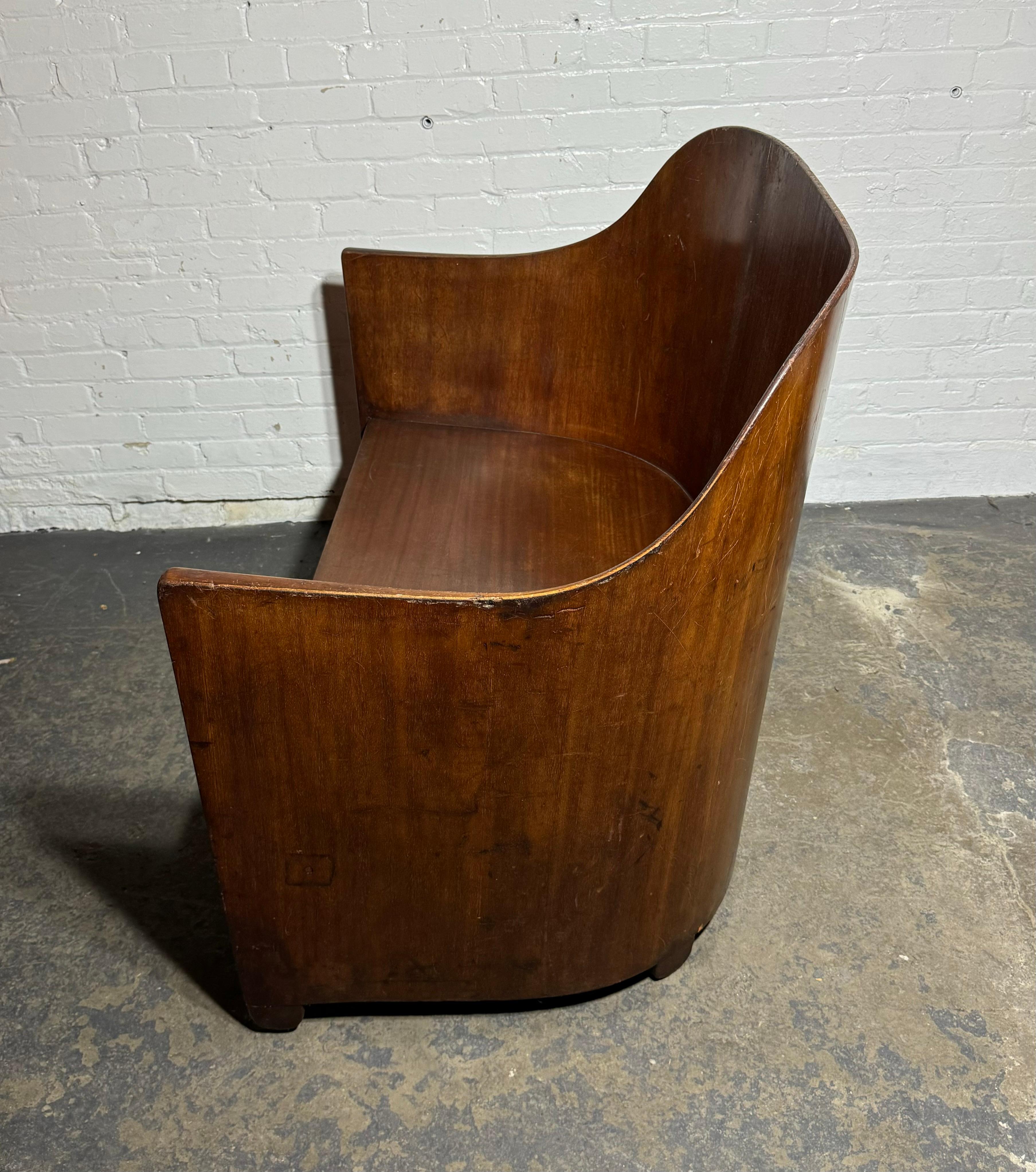 Extremely Rare Pair Modernist Settee/ Bench designed by Walter von Nessen , circa 1929.  retains it's original color, finish, patina, They're has been some minor professional  restoration. done through the years..ARM HEIGHT 25.5