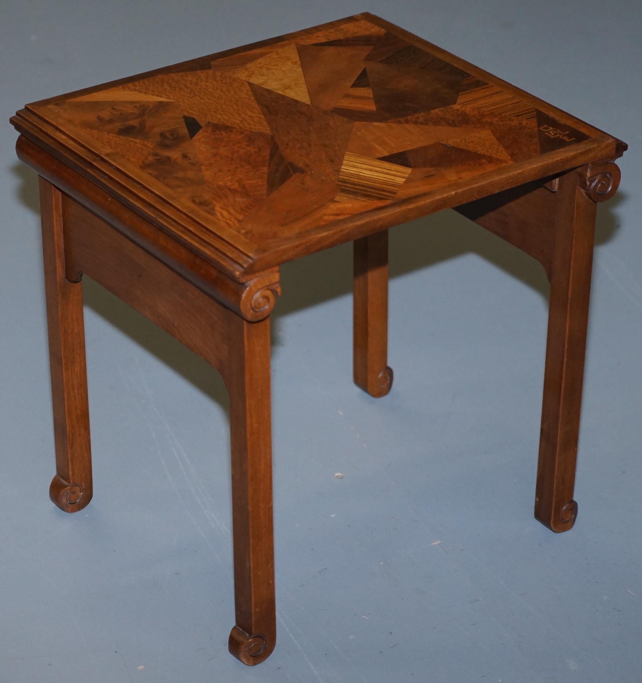 Extremely Rare Nest of Emile Galle circa 1900 Specimen Wood Tables Art Nouveau For Sale 4