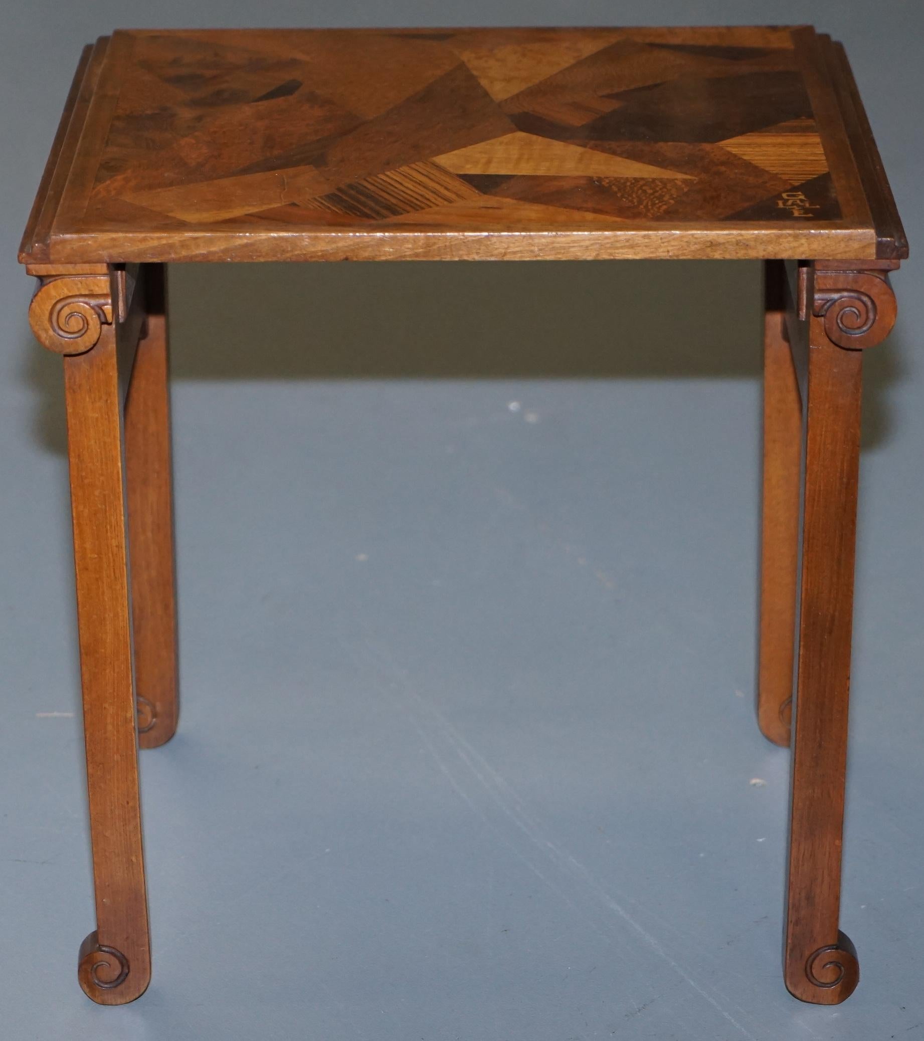 Extremely Rare Nest of Emile Galle circa 1900 Specimen Wood Tables Art Nouveau For Sale 5