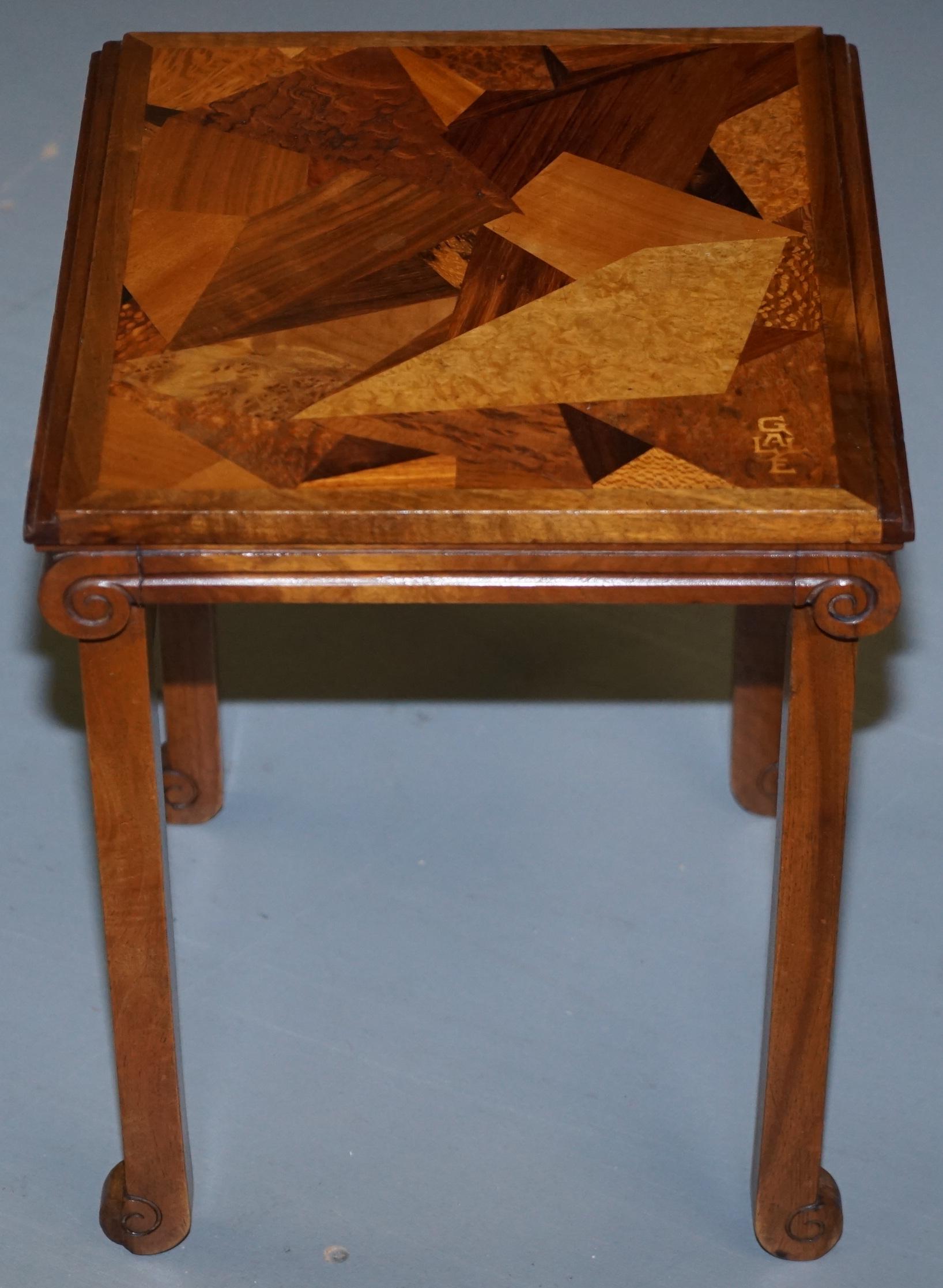 Extremely Rare Nest of Emile Galle circa 1900 Specimen Wood Tables Art Nouveau For Sale 9