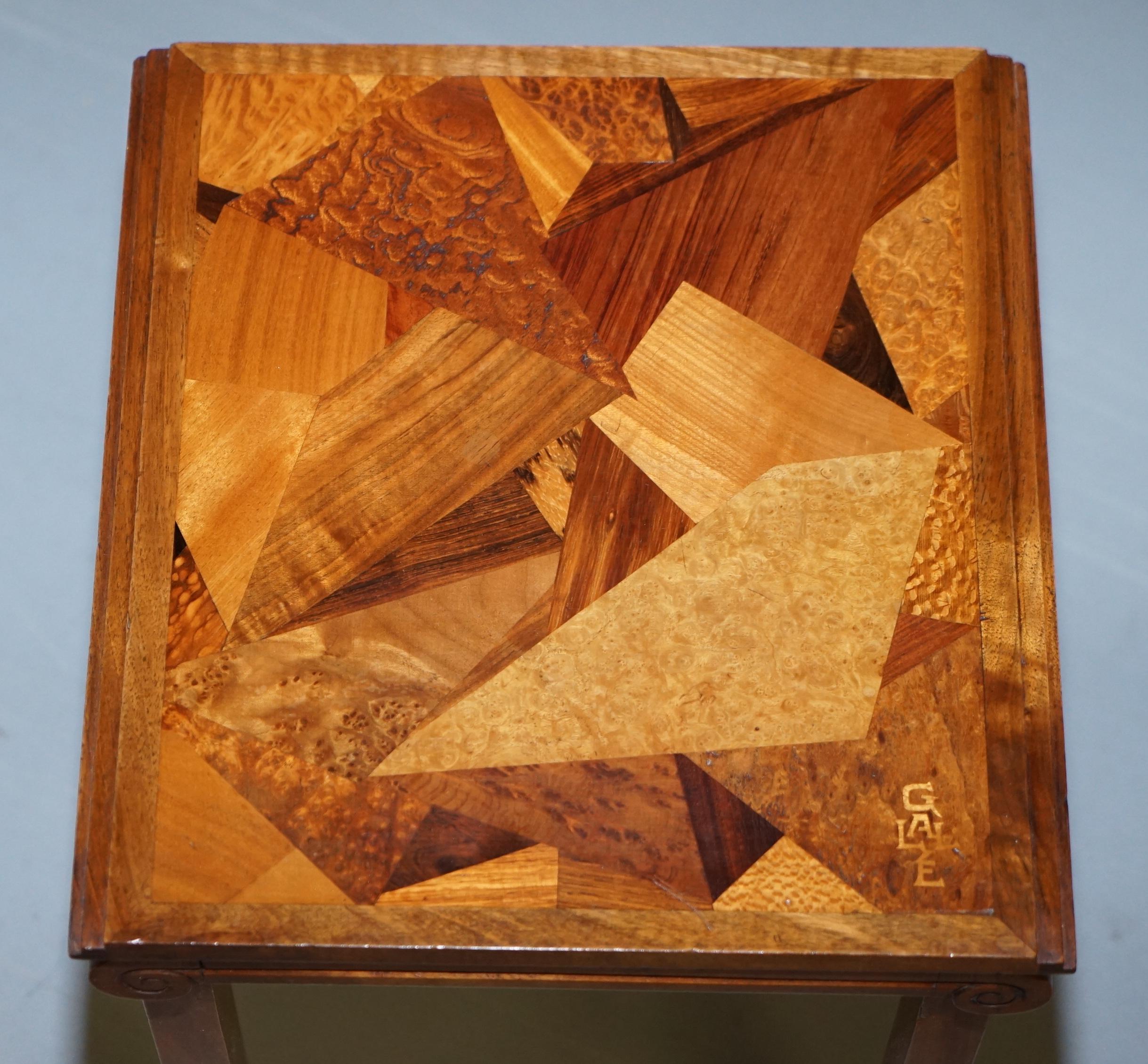 Extremely Rare Nest of Emile Galle circa 1900 Specimen Wood Tables Art Nouveau For Sale 10