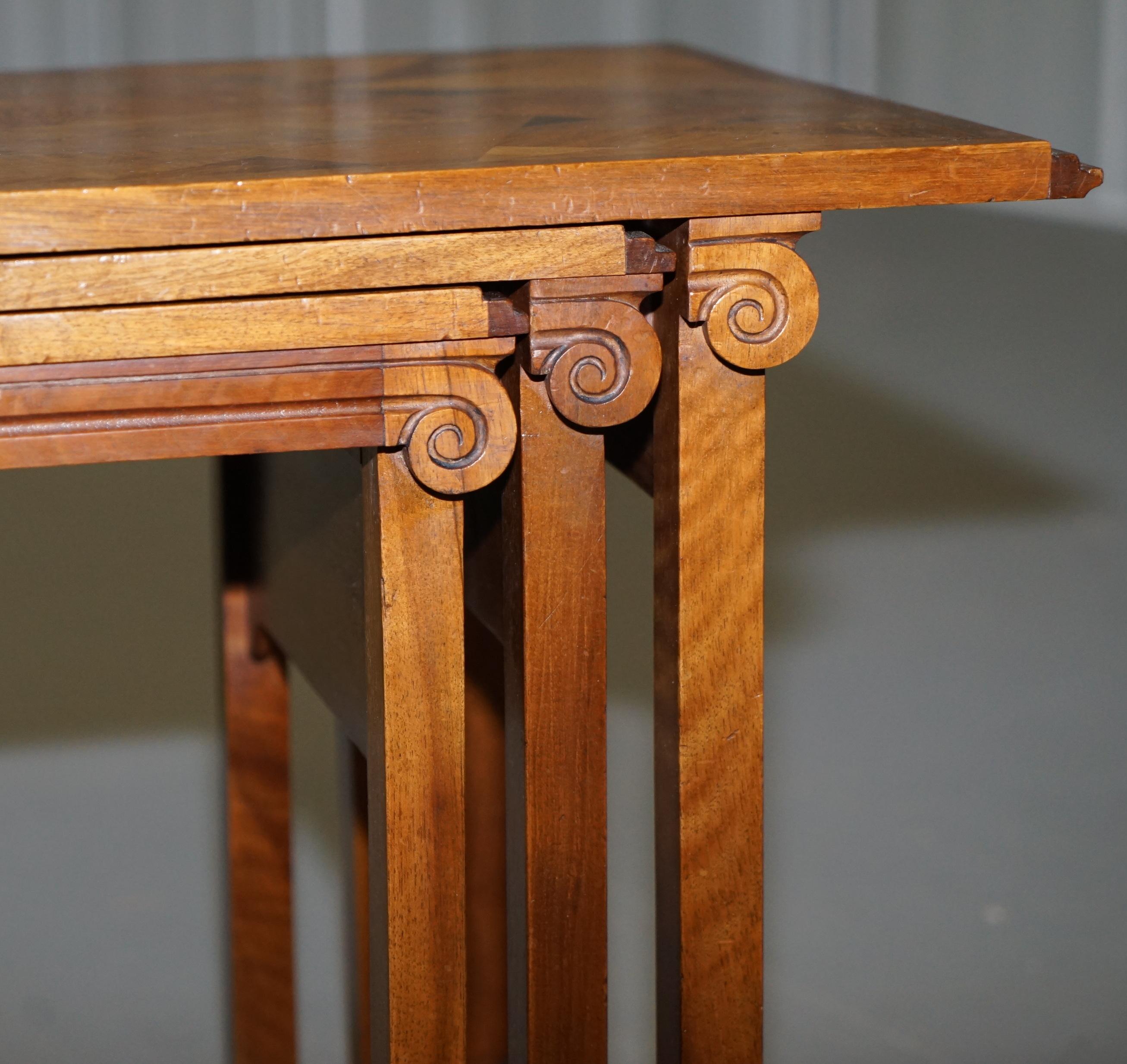Extremely Rare Nest of Emile Galle circa 1900 Specimen Wood Tables Art Nouveau For Sale 12