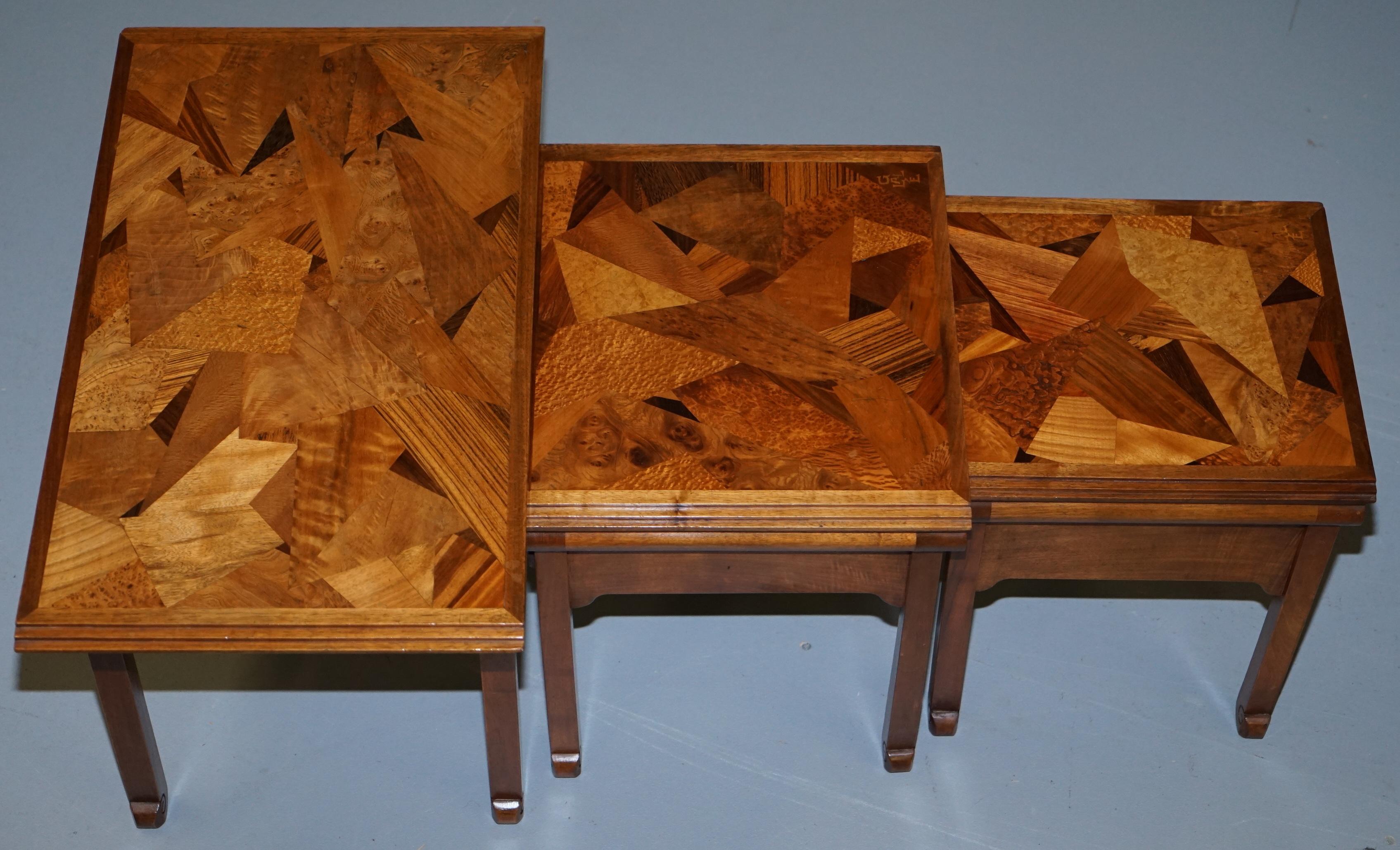 19th Century Extremely Rare Nest of Emile Galle circa 1900 Specimen Wood Tables Art Nouveau For Sale