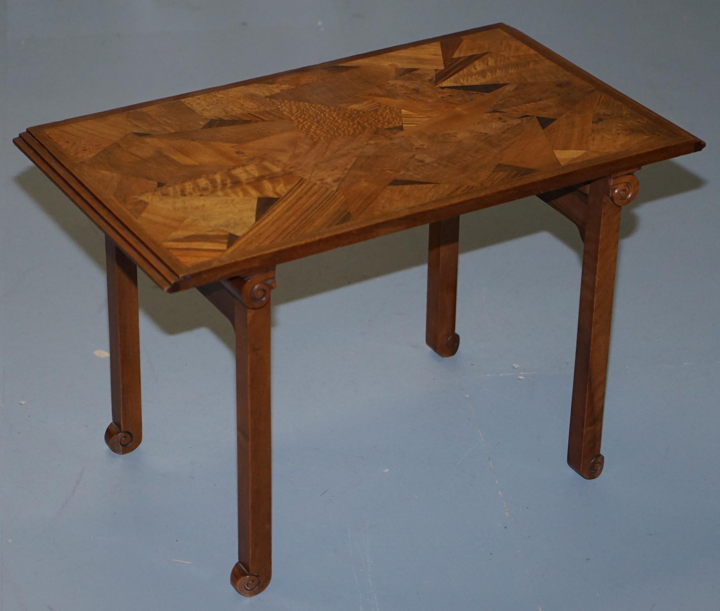 Satinwood Extremely Rare Nest of Emile Galle circa 1900 Specimen Wood Tables Art Nouveau For Sale