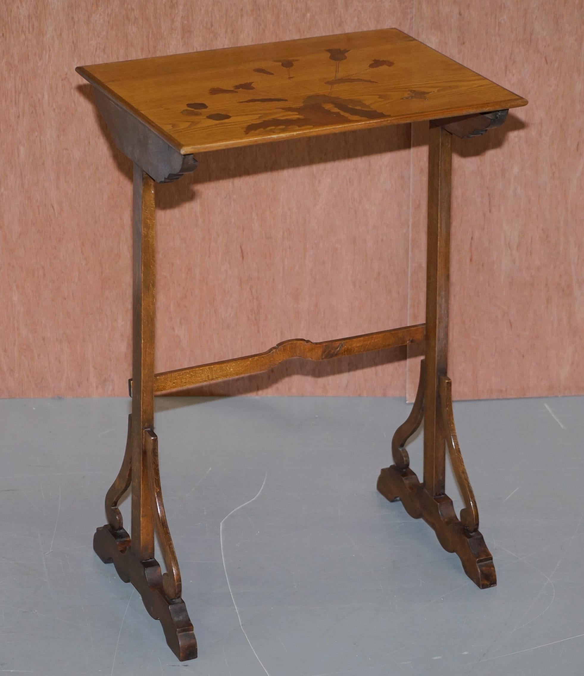 Extremely Rare Nest of Four Emile Galle Specimen Wood Tables Art Nouveau 4 For Sale 5