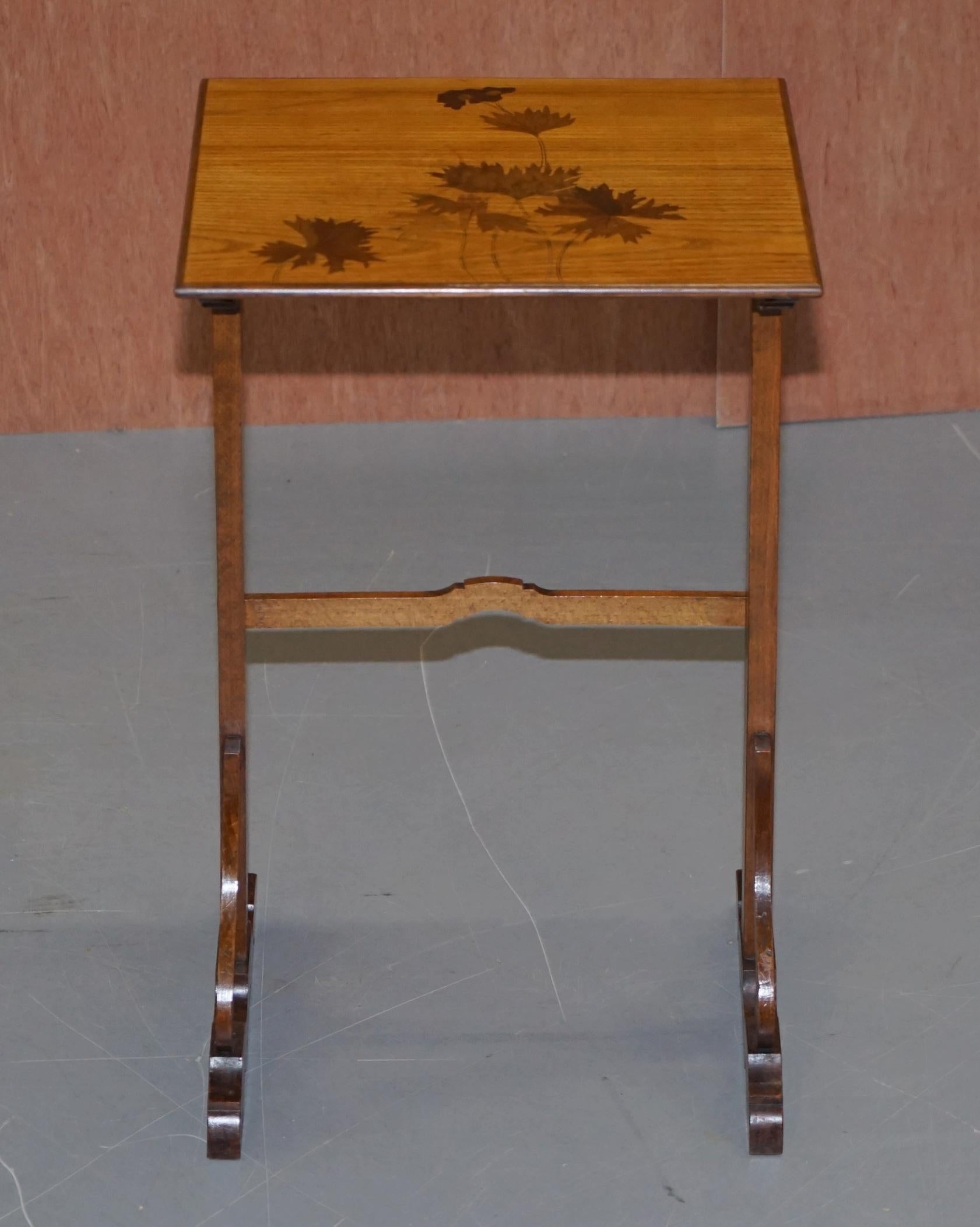 Extremely Rare Nest of Four Emile Galle Specimen Wood Tables Art Nouveau 4 For Sale 9