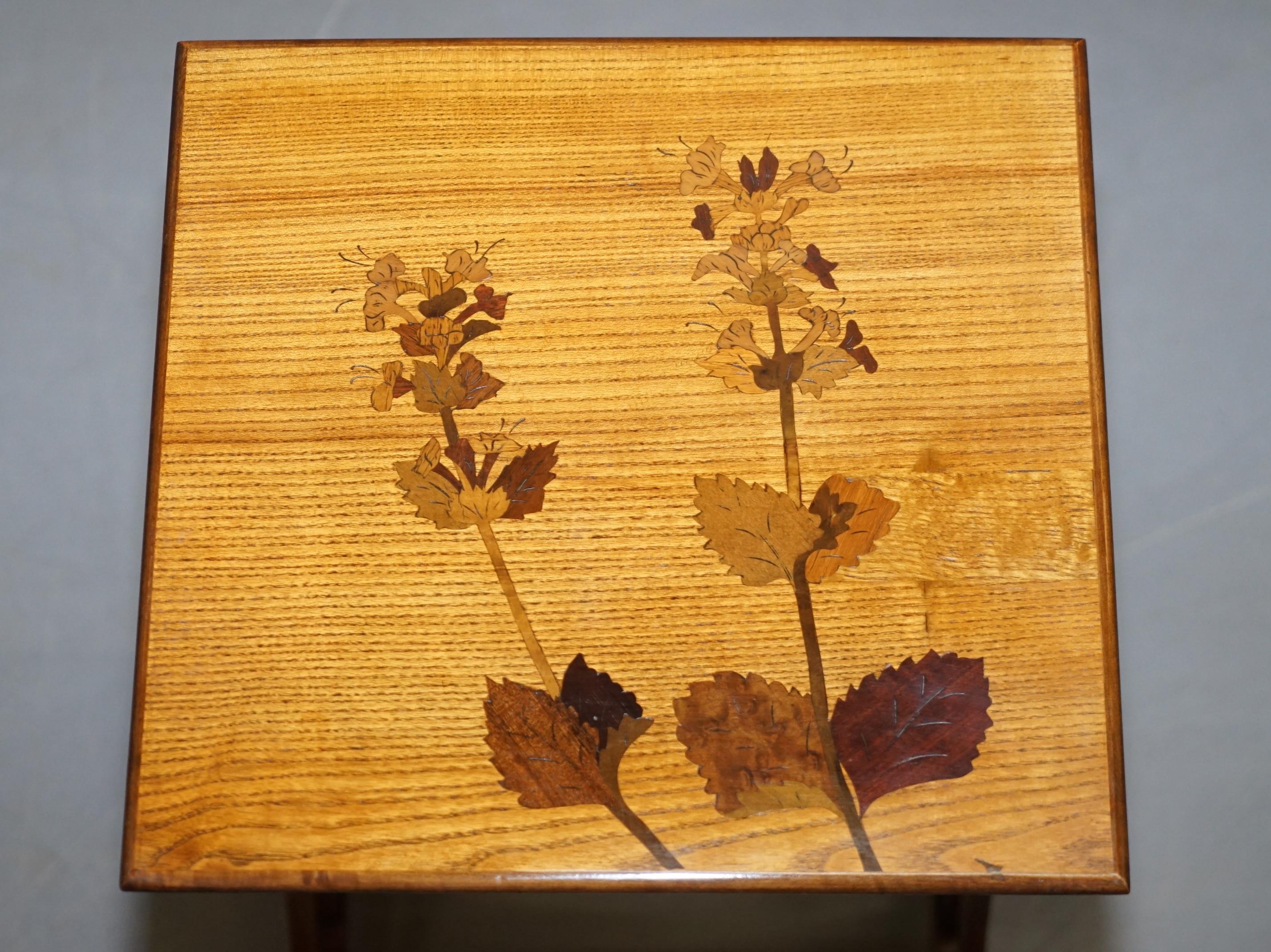Extremely Rare Nest of Four Emile Galle Specimen Wood Tables Art Nouveau 4 For Sale 11