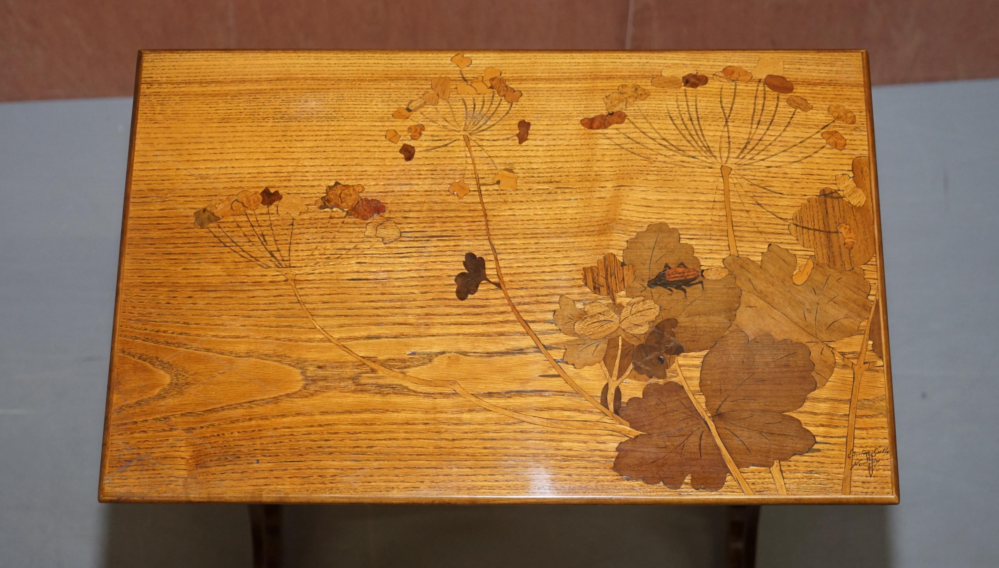 19th Century Extremely Rare Nest of Four Emile Galle Specimen Wood Tables Art Nouveau 4 For Sale