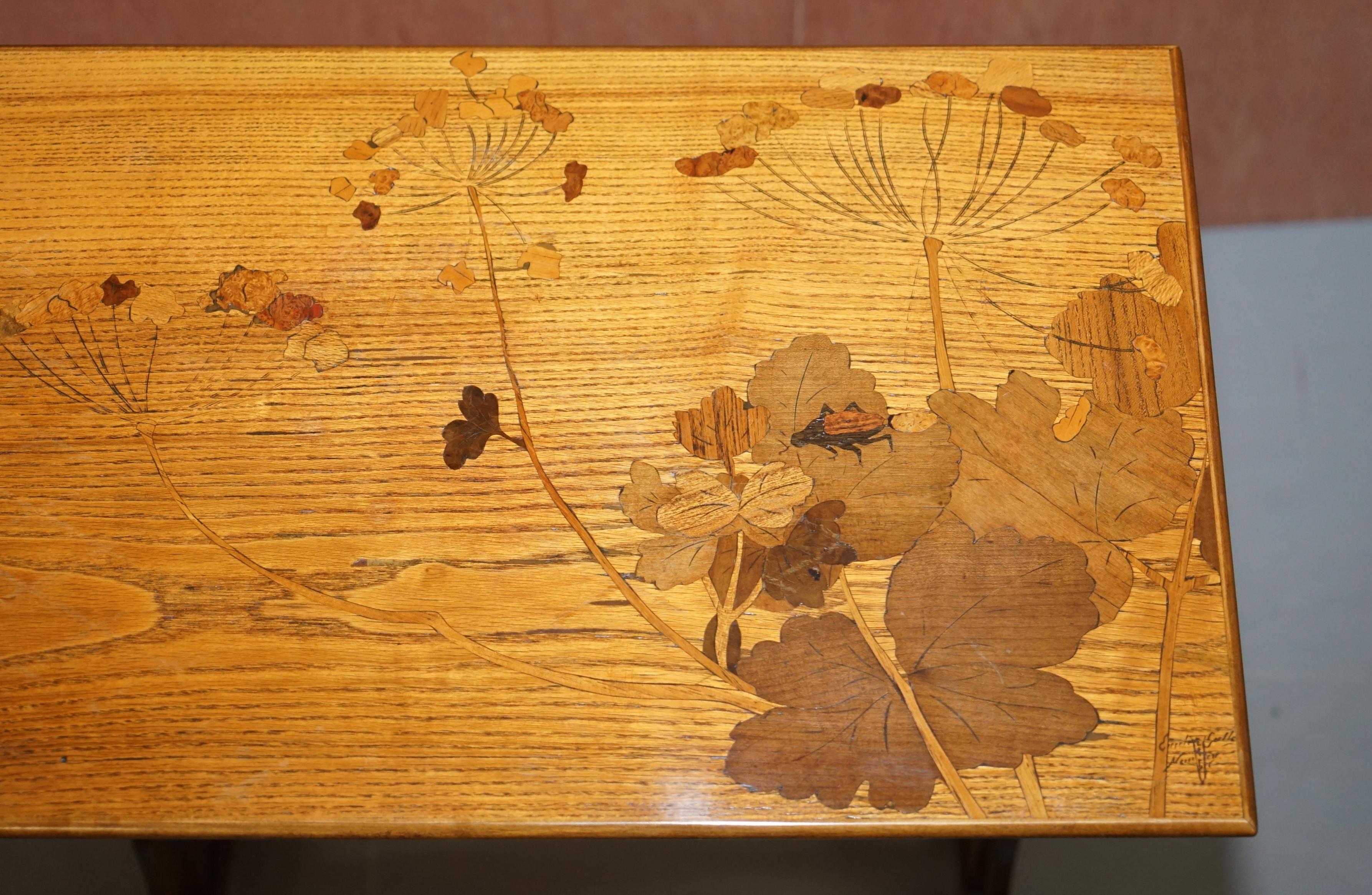 Oak Extremely Rare Nest of Four Emile Galle Specimen Wood Tables Art Nouveau 4 For Sale