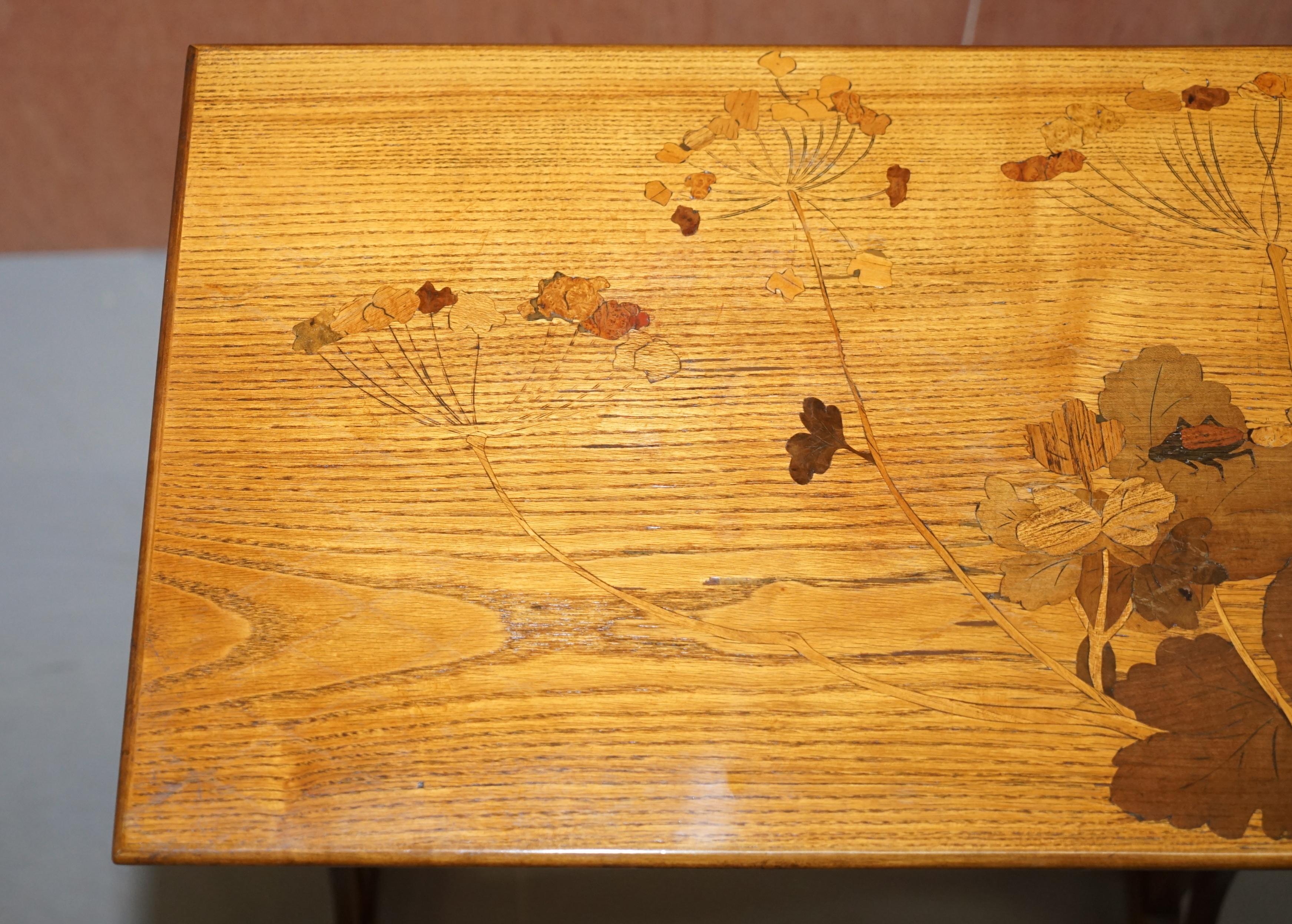 Extremely Rare Nest of Four Emile Galle Specimen Wood Tables Art Nouveau 4 For Sale 1