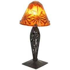 Extremely rare one of a Kind Table Lamp by "Le Verre Francais", France, 1920s