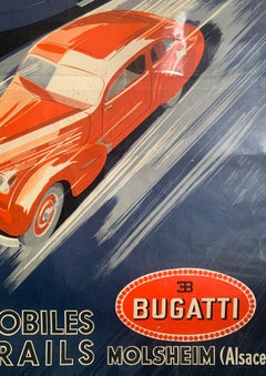 Äußerst seltene Original Bugatti Litho "Automobile und Triebwagen" R. GERI 1935