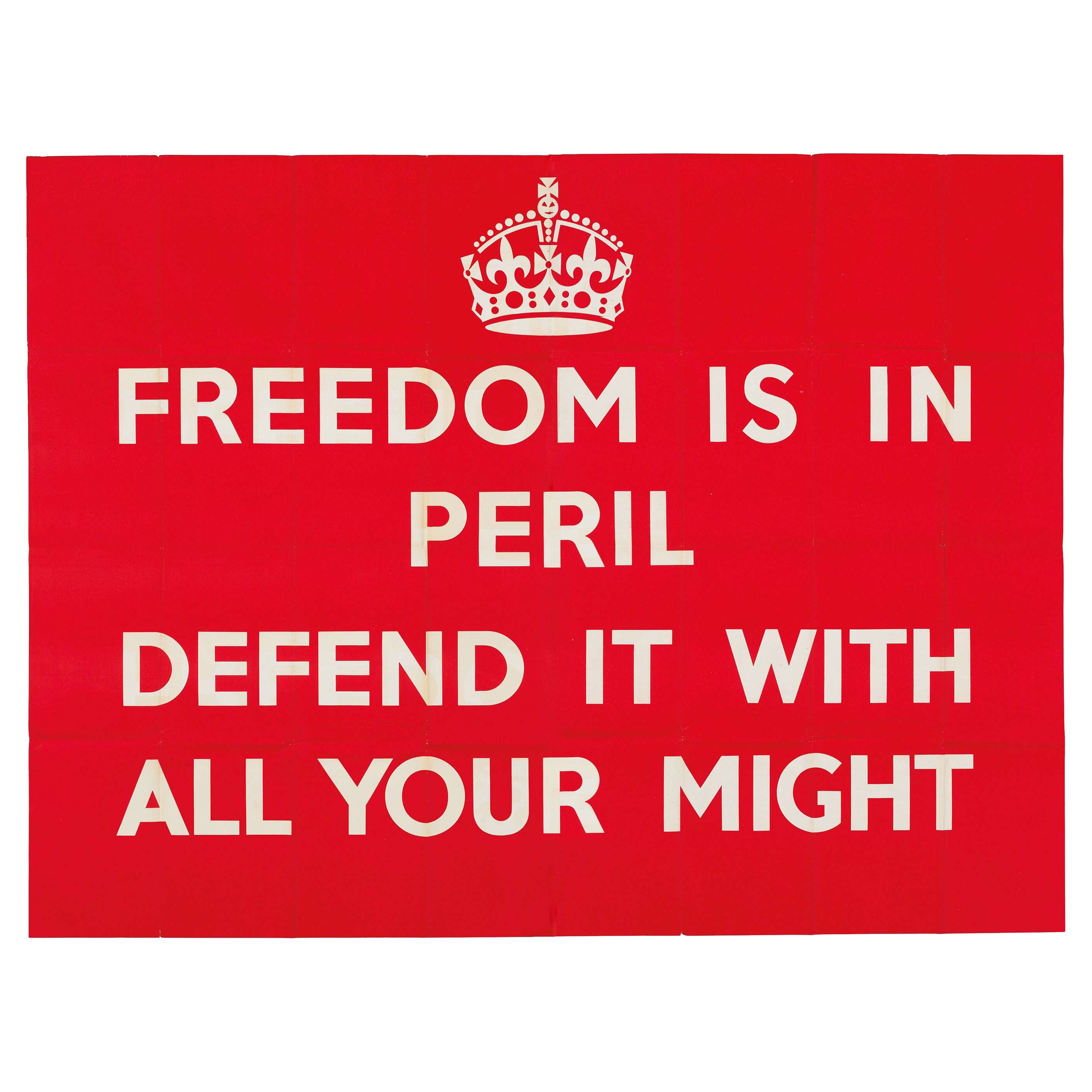 Affiche de guerre vintage extrêmement rare La liberté est en péril Défendez-la Seconde Guerre mondiale