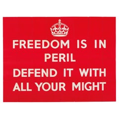 Extremely Rare Original Vintage War Poster Freedom Is In Peril Defend It WWII