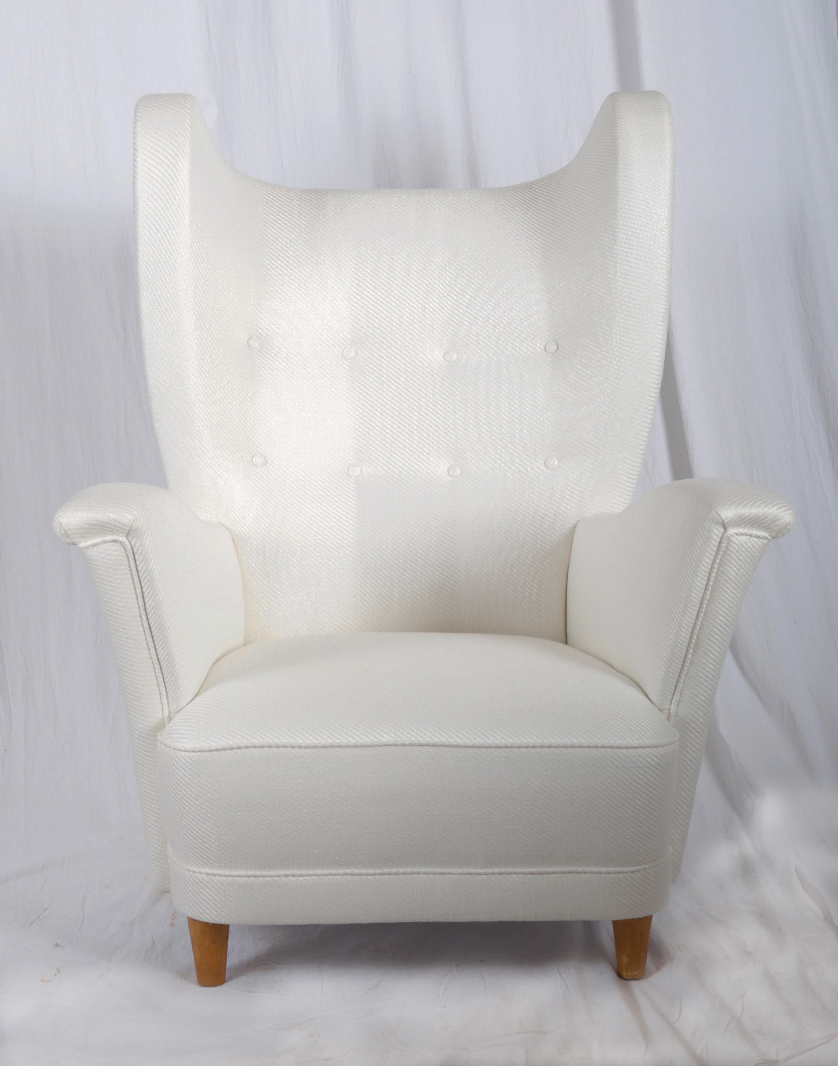 Extremely Rare Otto Schulz Wingback Armchair for Boet, Sweden For Sale 8