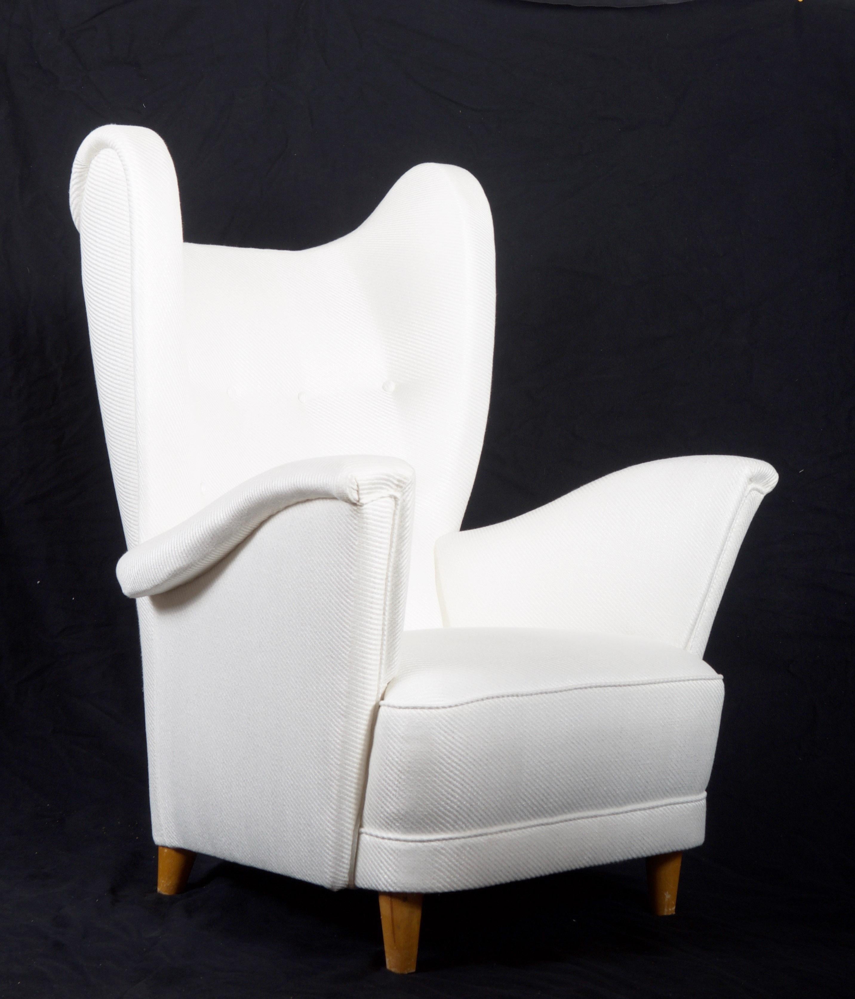 Scandinavian Modern Extremely Rare Otto Schulz Wingback Armchair for Boet, Sweden For Sale