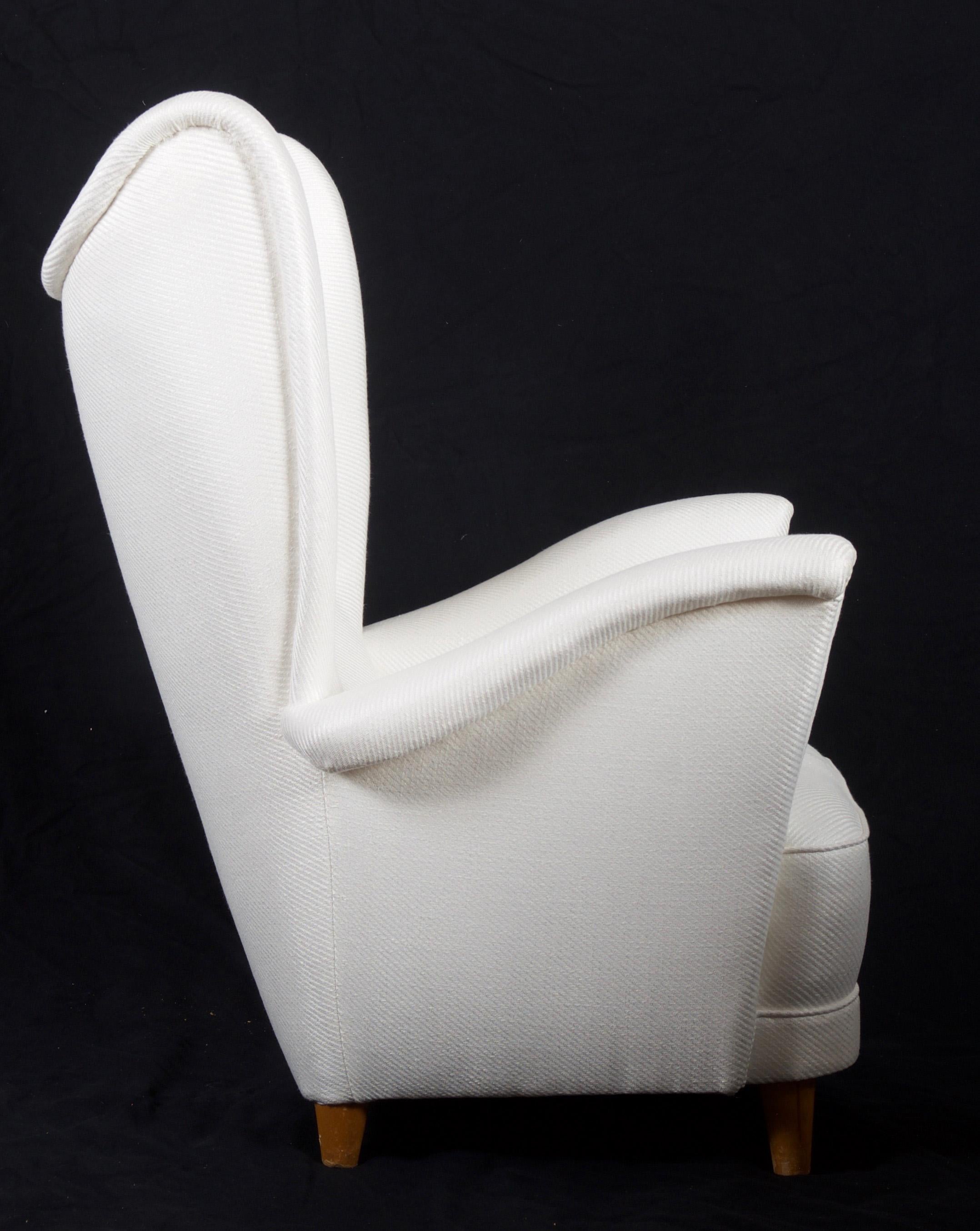 Elm Extremely Rare Otto Schulz Wingback Armchair for Boet, Sweden For Sale