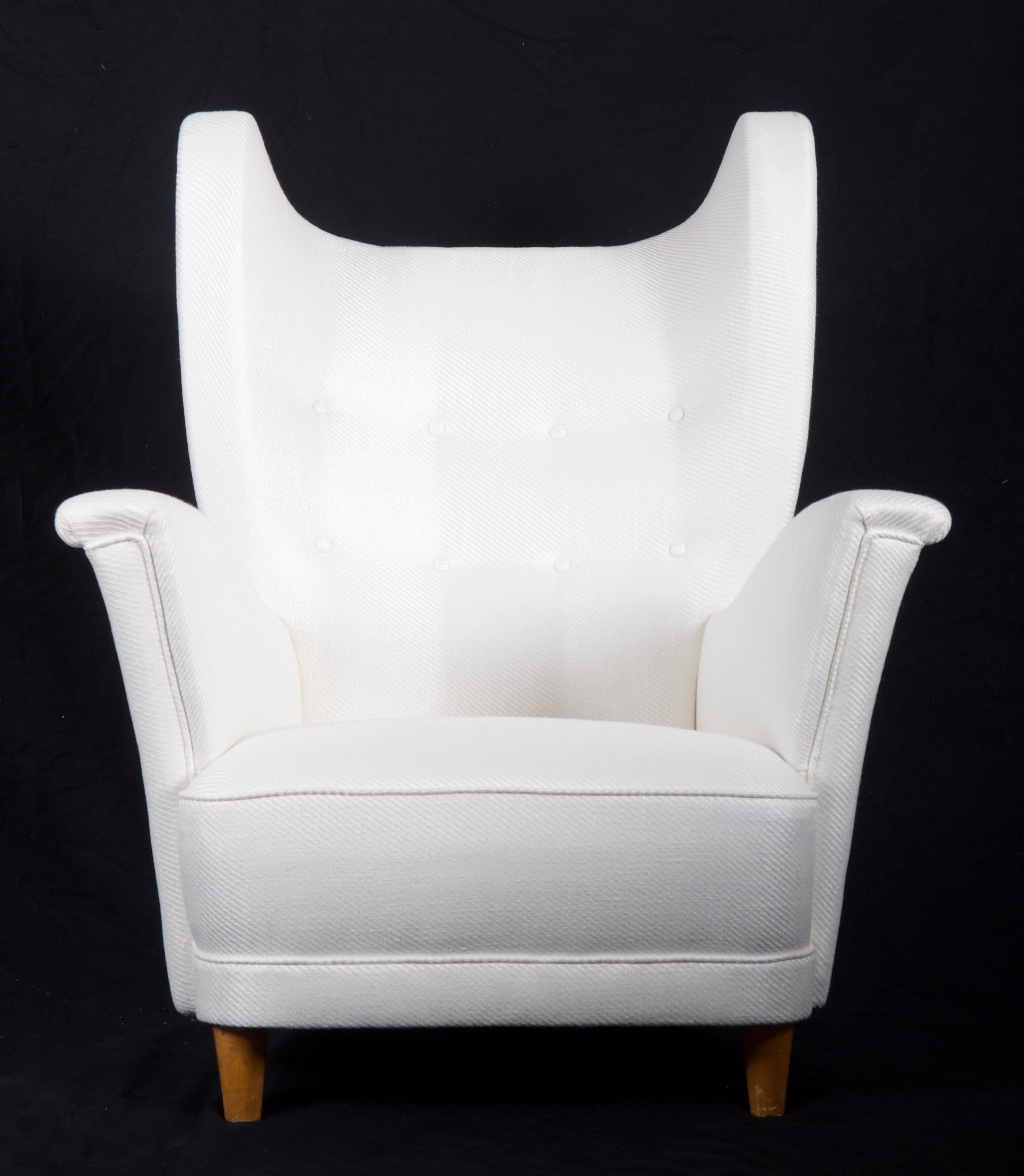 Extremely Rare Otto Schulz Wingback Armchair for Boet, Sweden For Sale 1