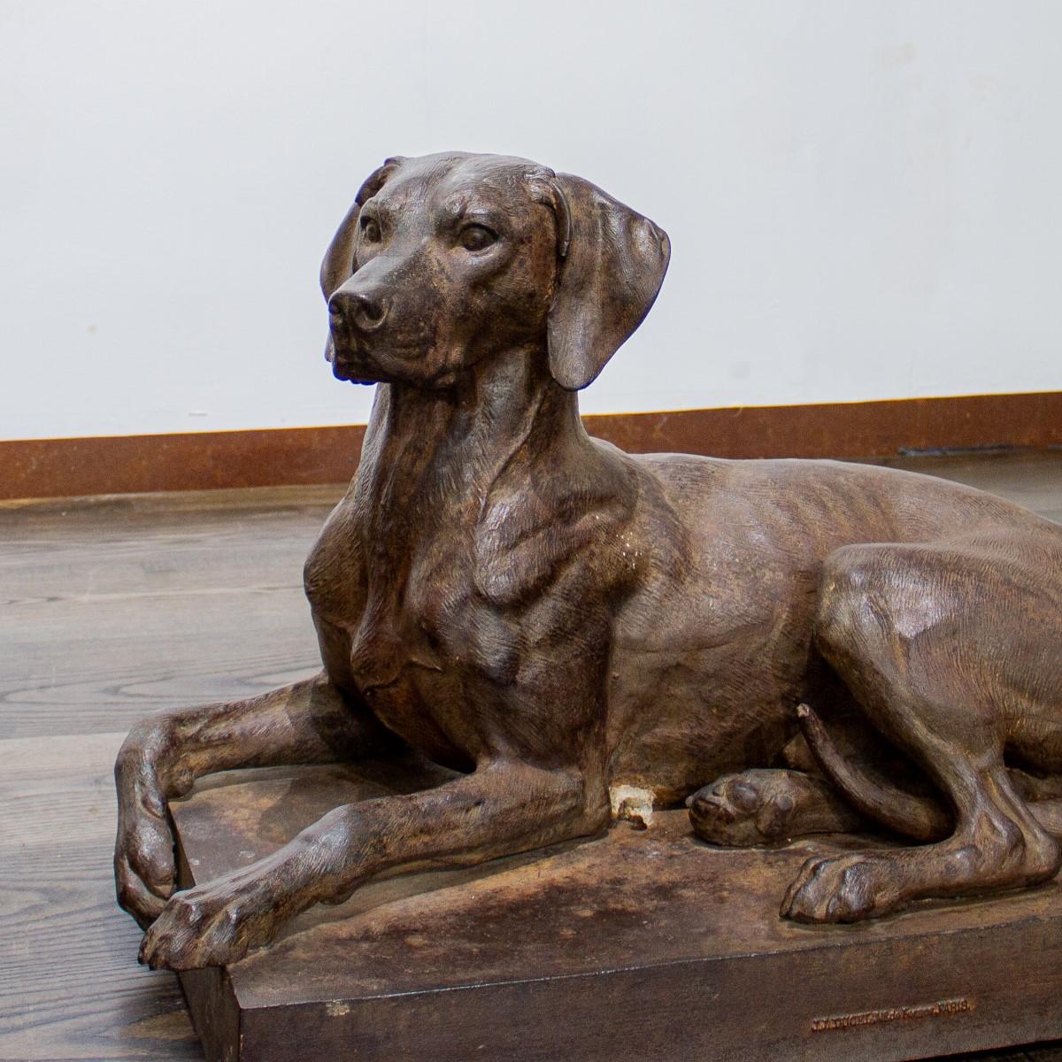 Extremely Rare Pair of 19th Century Cast Iron Dogs by J.J. Ducel, Paris 4