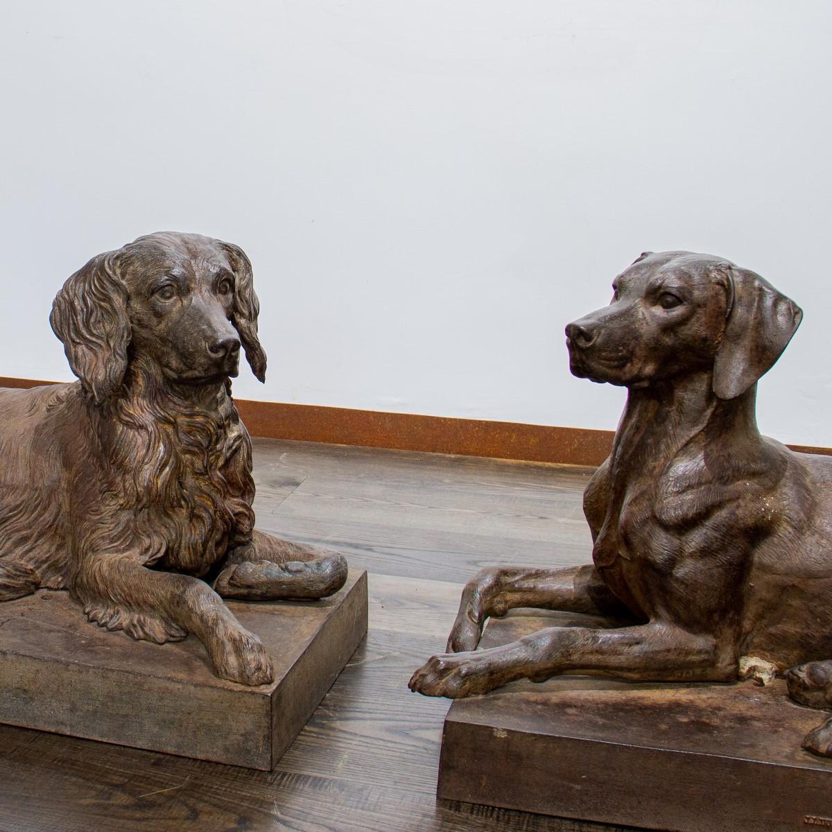 Extremely Rare Pair of 19th Century Cast Iron Dogs by J.J. Ducel, Paris 2