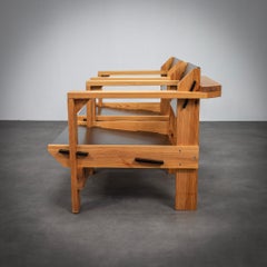 Extremely Rare Pair of Dutch Solid Pine Lounge Chairs by Wouter Fens, 1960s