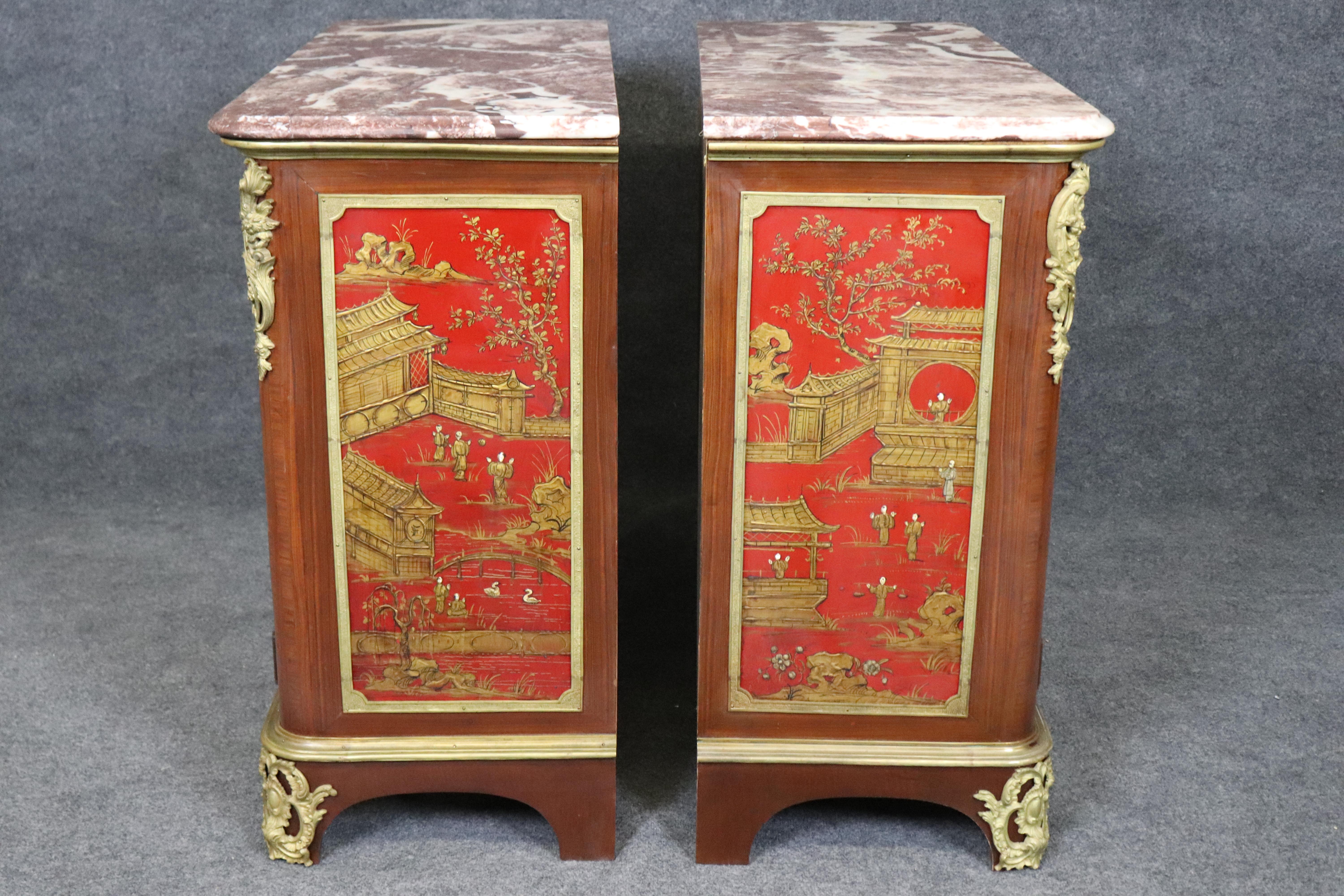 Français Extremely Rare Pair of Large Scale Maison Jansen Chinoiserie Buffets