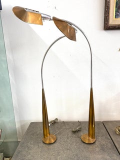 Extremely Rare Pair of Signed Solid Bronze Swiveling Cedric Hartman Floor Lamps