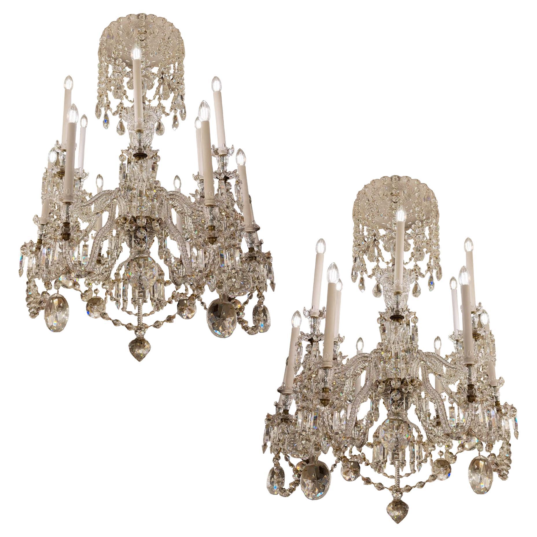 Extremely Rare pair Victorian Chandeliers of Quality and Size by F&C Osler