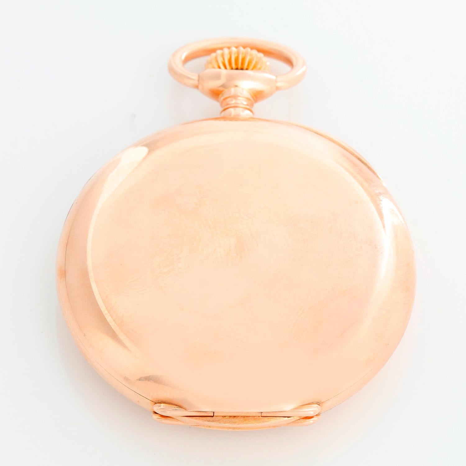 Extremely Rare Patek Philippe 14K Rose Gold Pocket Watch - Manual winding. 14K Rose Gold Case ( 46 mm ). Silver 