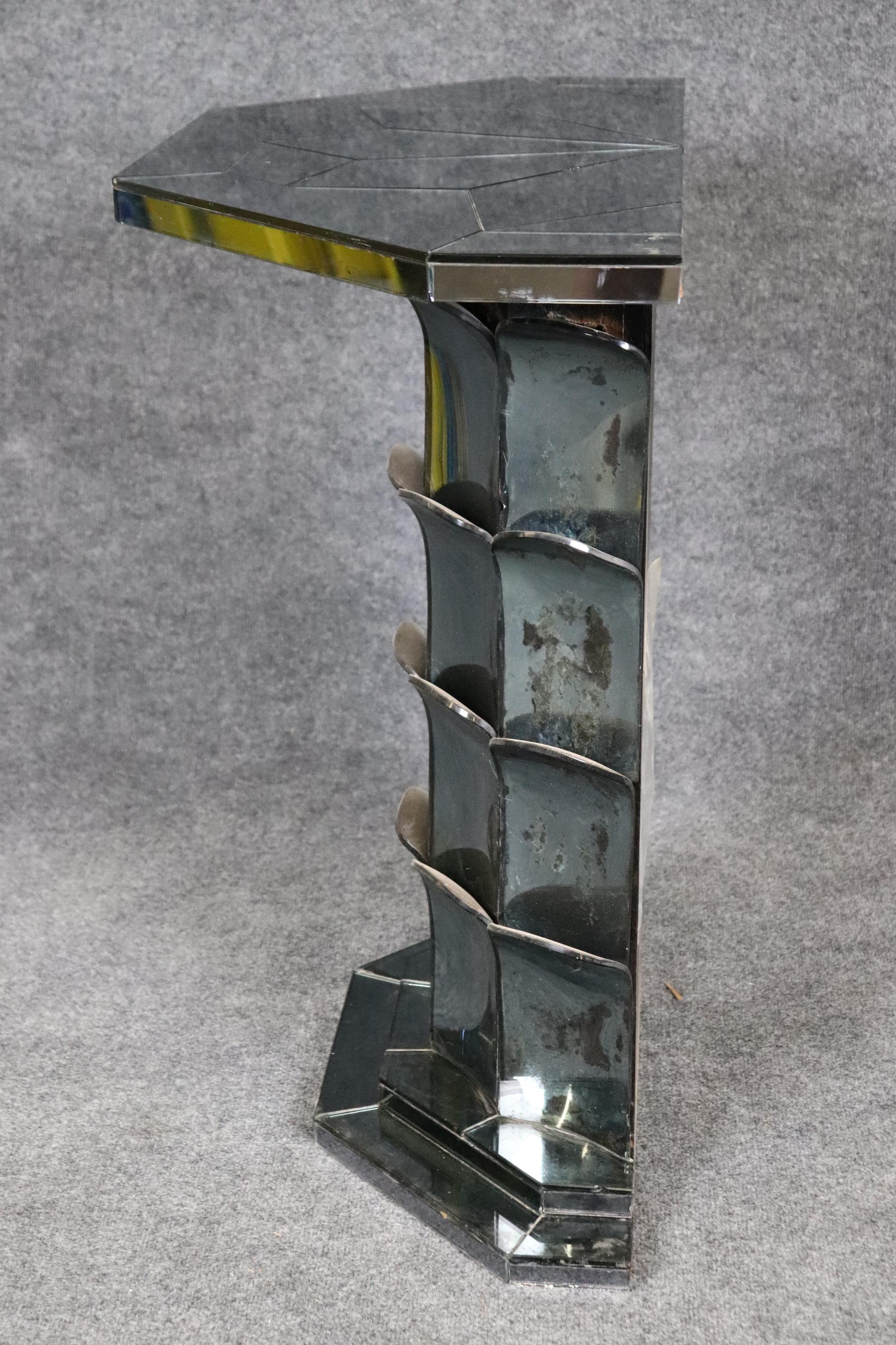 Early 20th Century Extremely Rare Period French Art Deco Smoked Mirror Console Table Circa 1920s