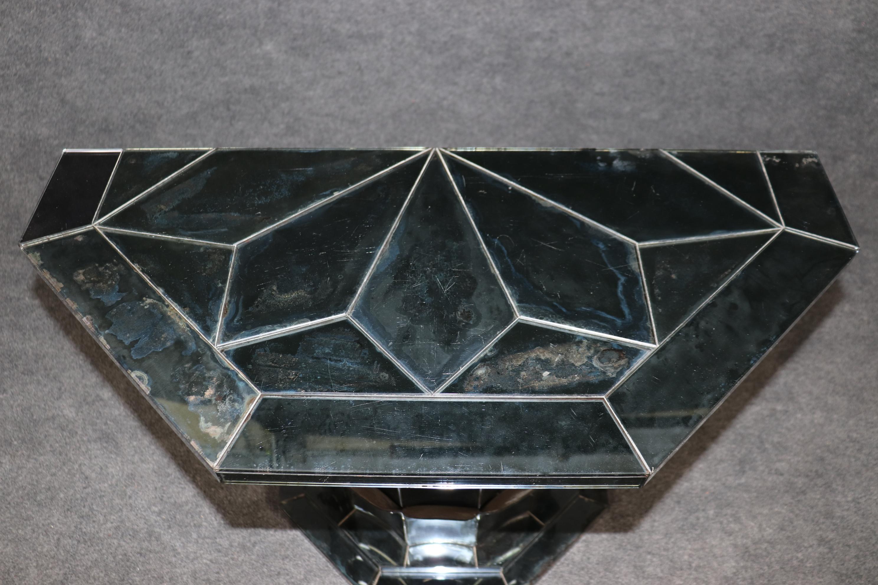 Extremely Rare Period French Art Deco Smoked Mirror Console Table Circa 1920s 2