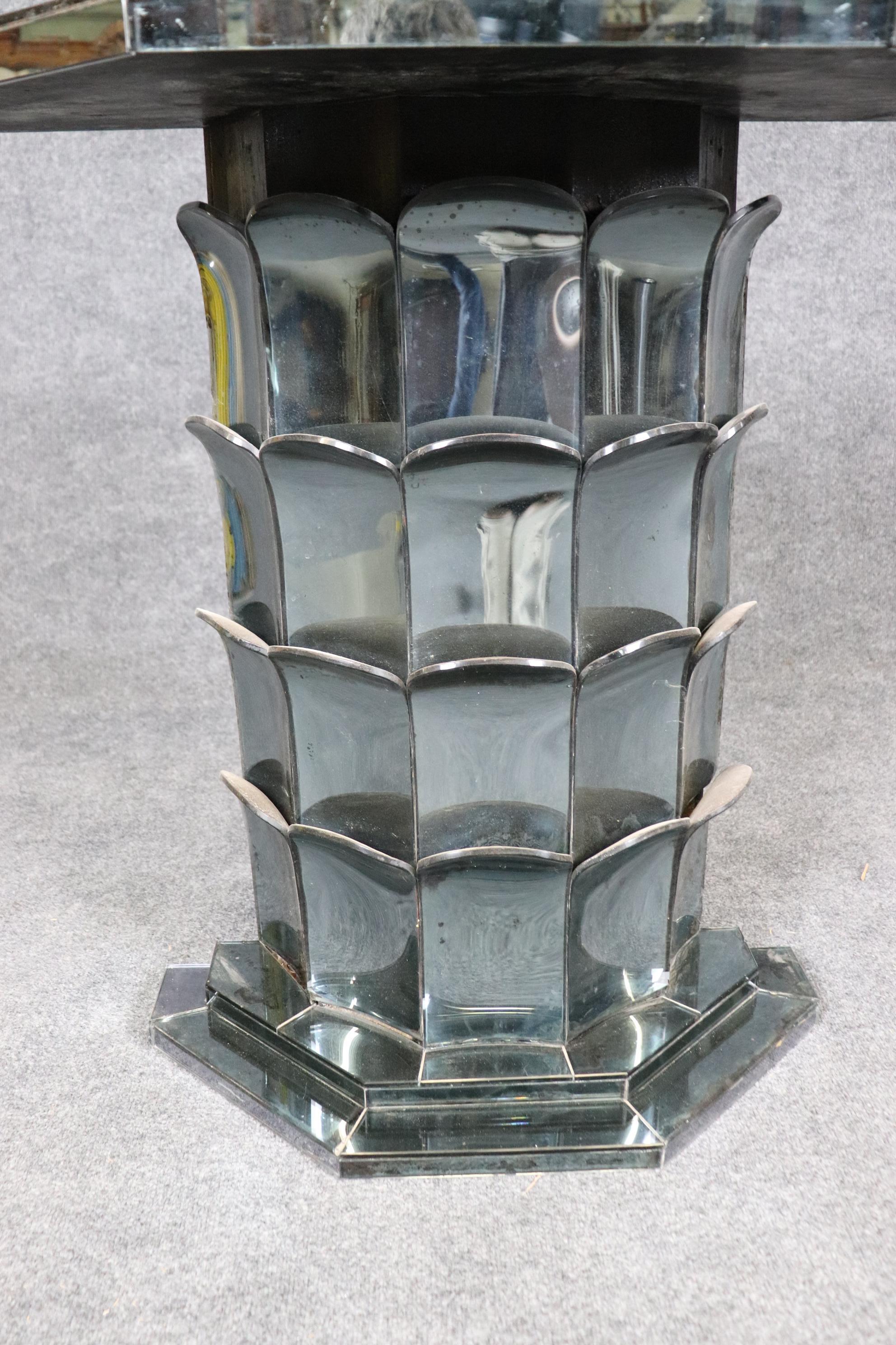 Extremely Rare Period French Art Deco Smoked Mirror Console Table Circa 1920s 3
