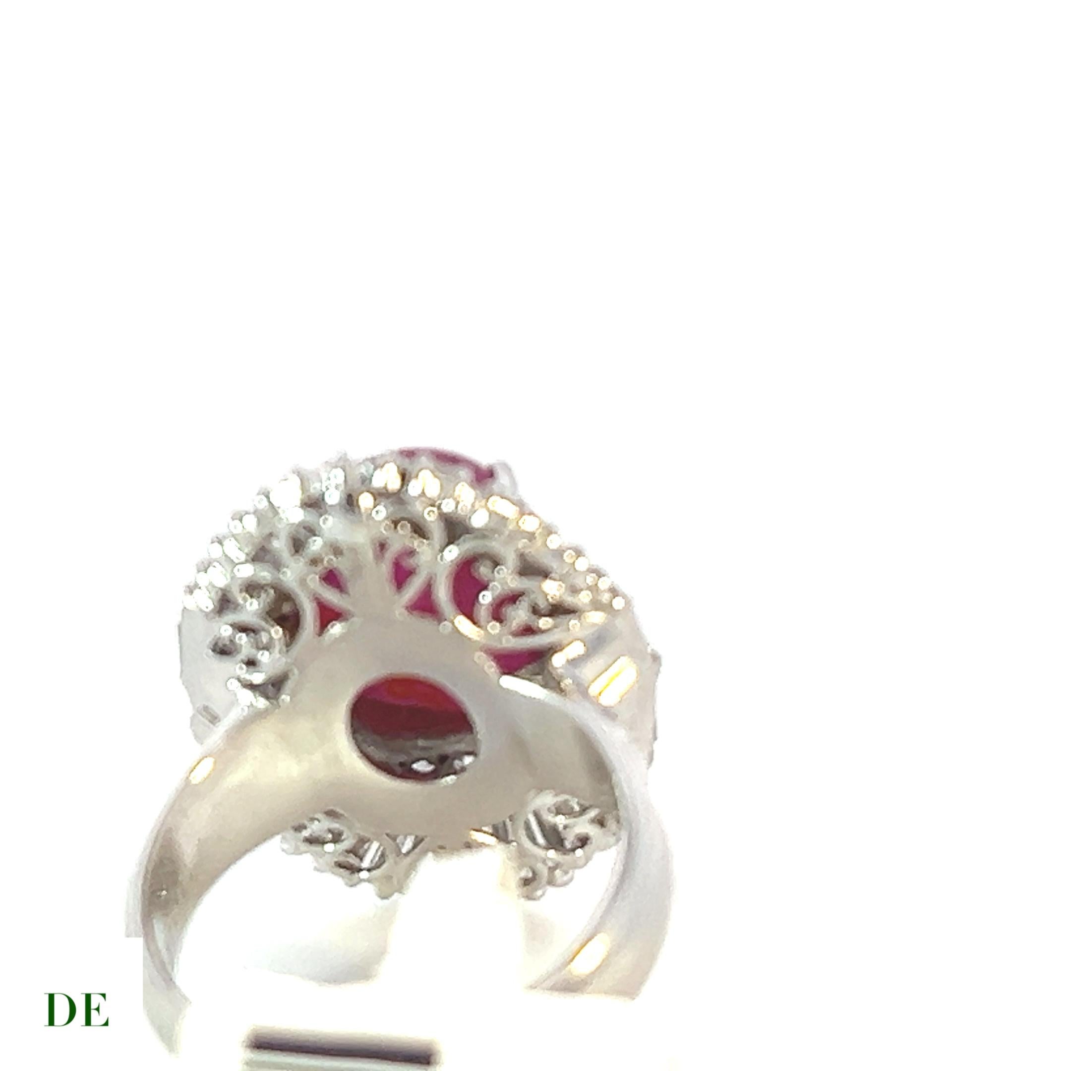 Cabochon Extremely Rare Platinum 9.05 Ct Natural Star Ruby 2.17 ct Diamond Statement Ring For Sale