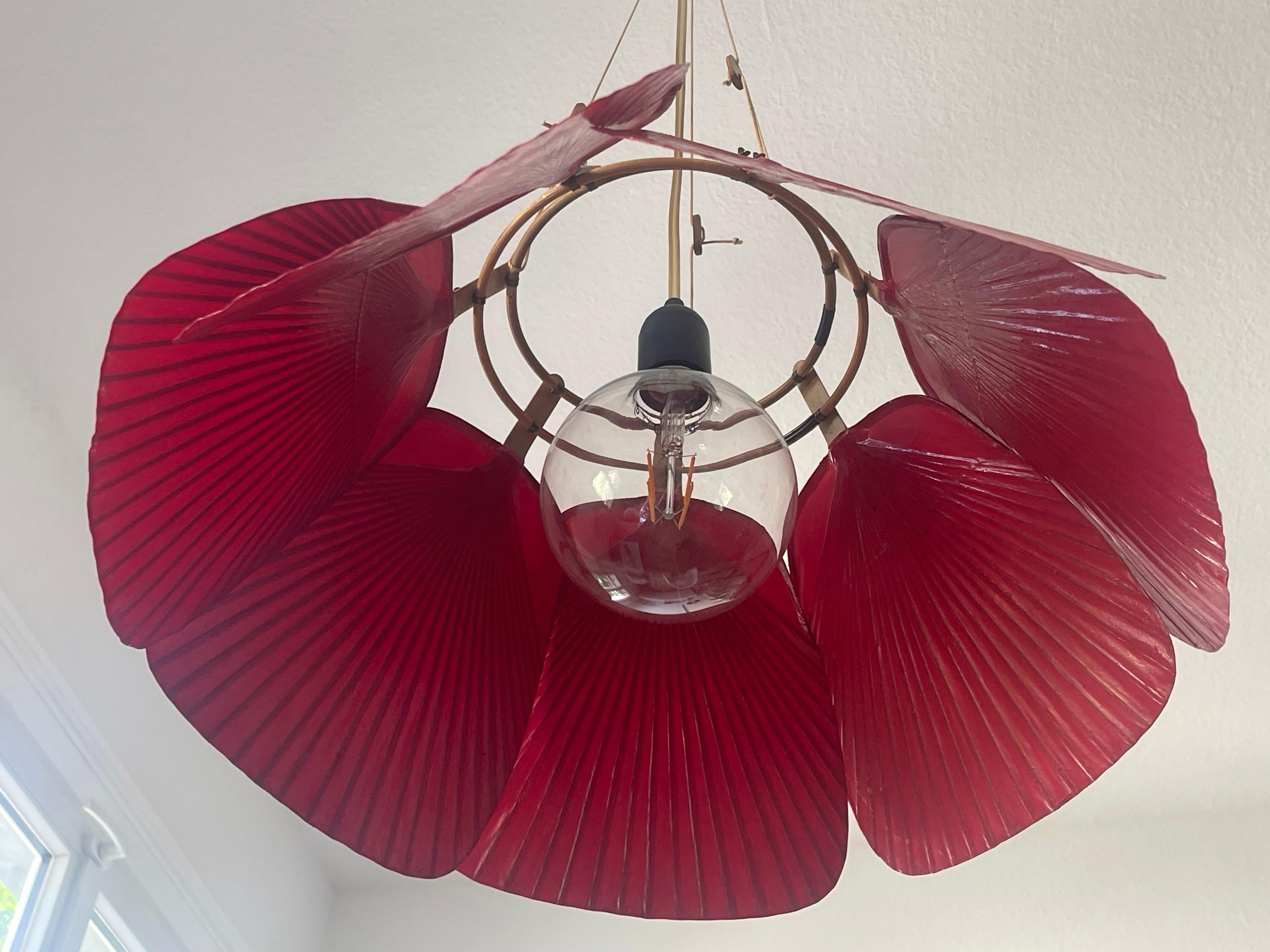 Lampe à suspension « Shichi » rouge extrêmement rare d'Ingo Maurer, années 1970 en vente 2