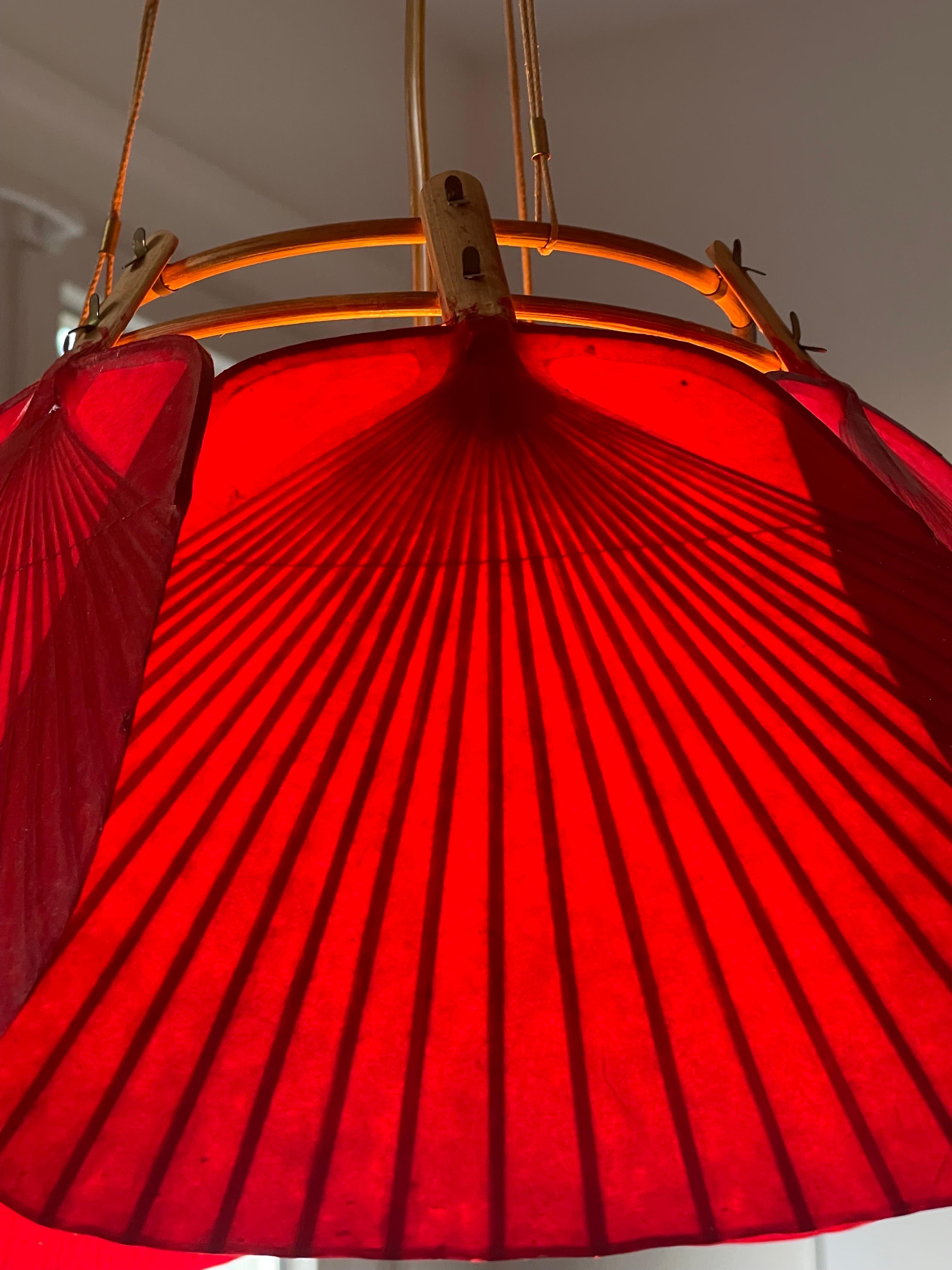 Lampe à suspension « Shichi » rouge extrêmement rare d'Ingo Maurer, années 1970 en vente 3