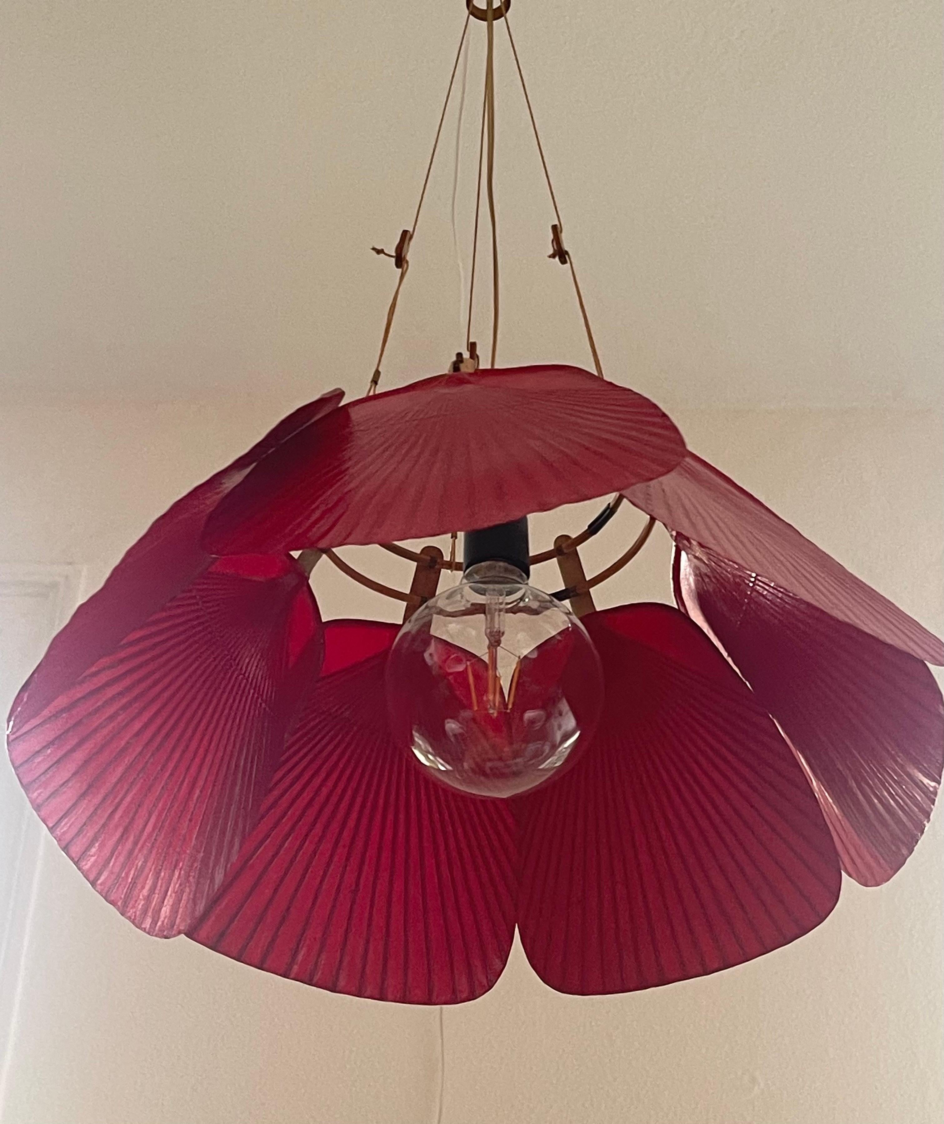 Lampe à suspension « Shichi » rouge extrêmement rare d'Ingo Maurer, années 1970 en vente 5