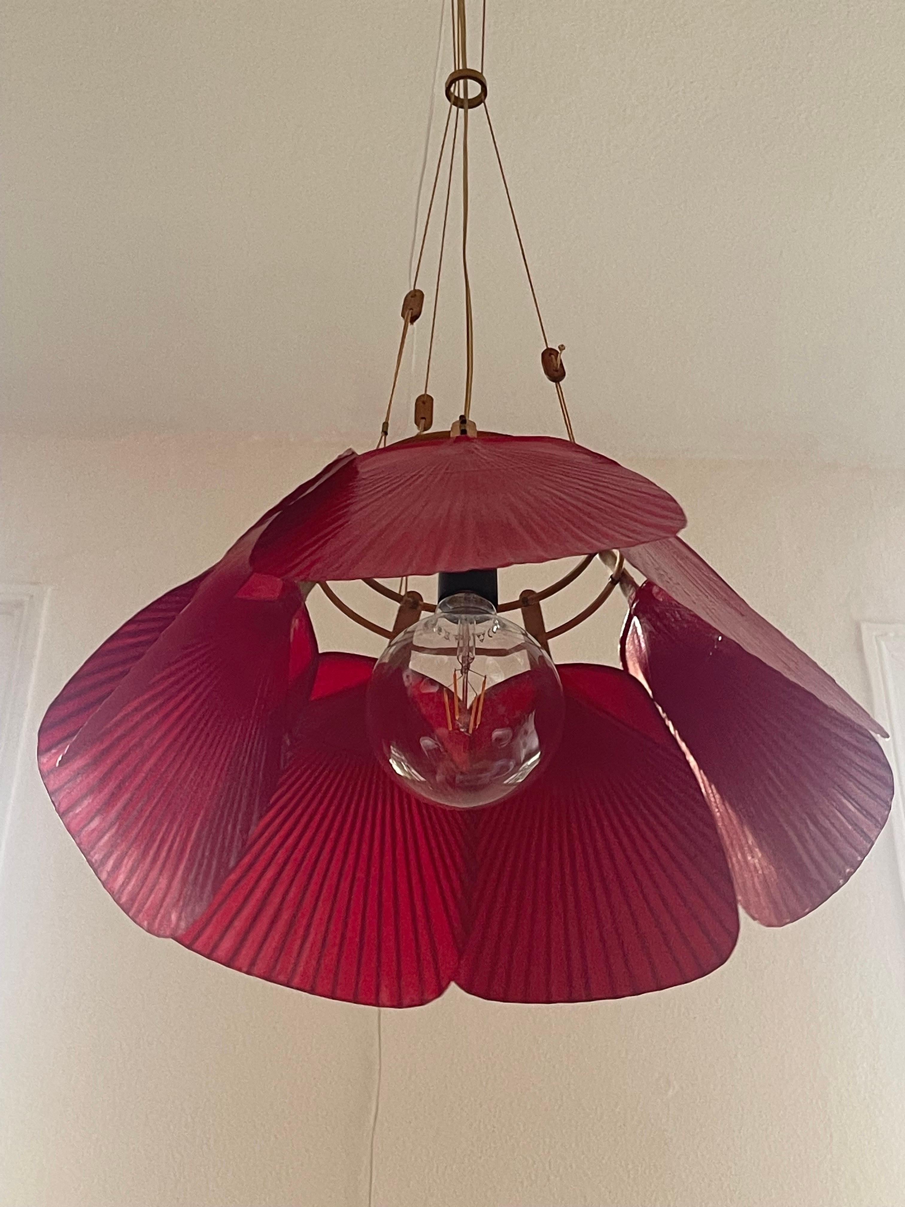 Lampe à suspension « Shichi » rouge extrêmement rare d'Ingo Maurer, années 1970 en vente 6
