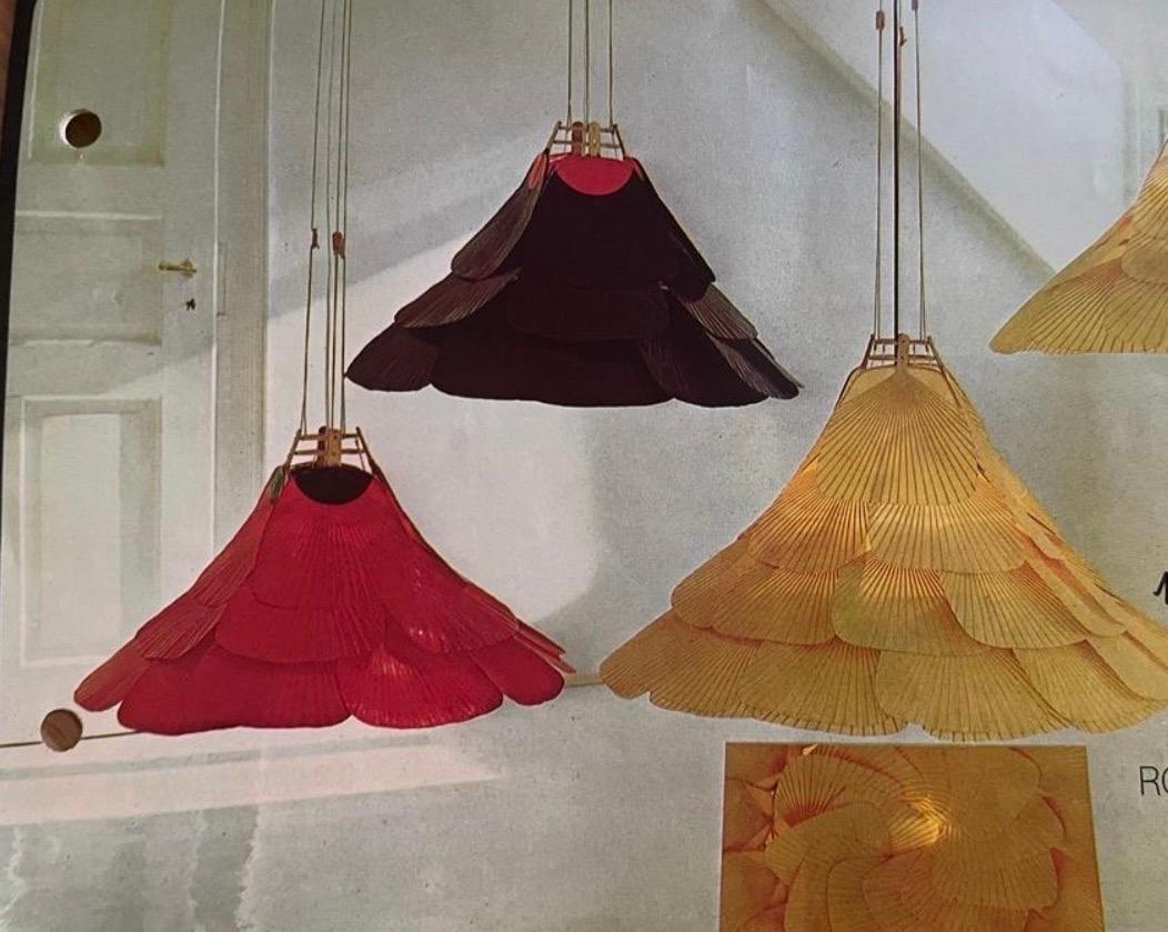 Laqué Lampe à suspension « Shichi » rouge extrêmement rare d'Ingo Maurer, années 1970 en vente