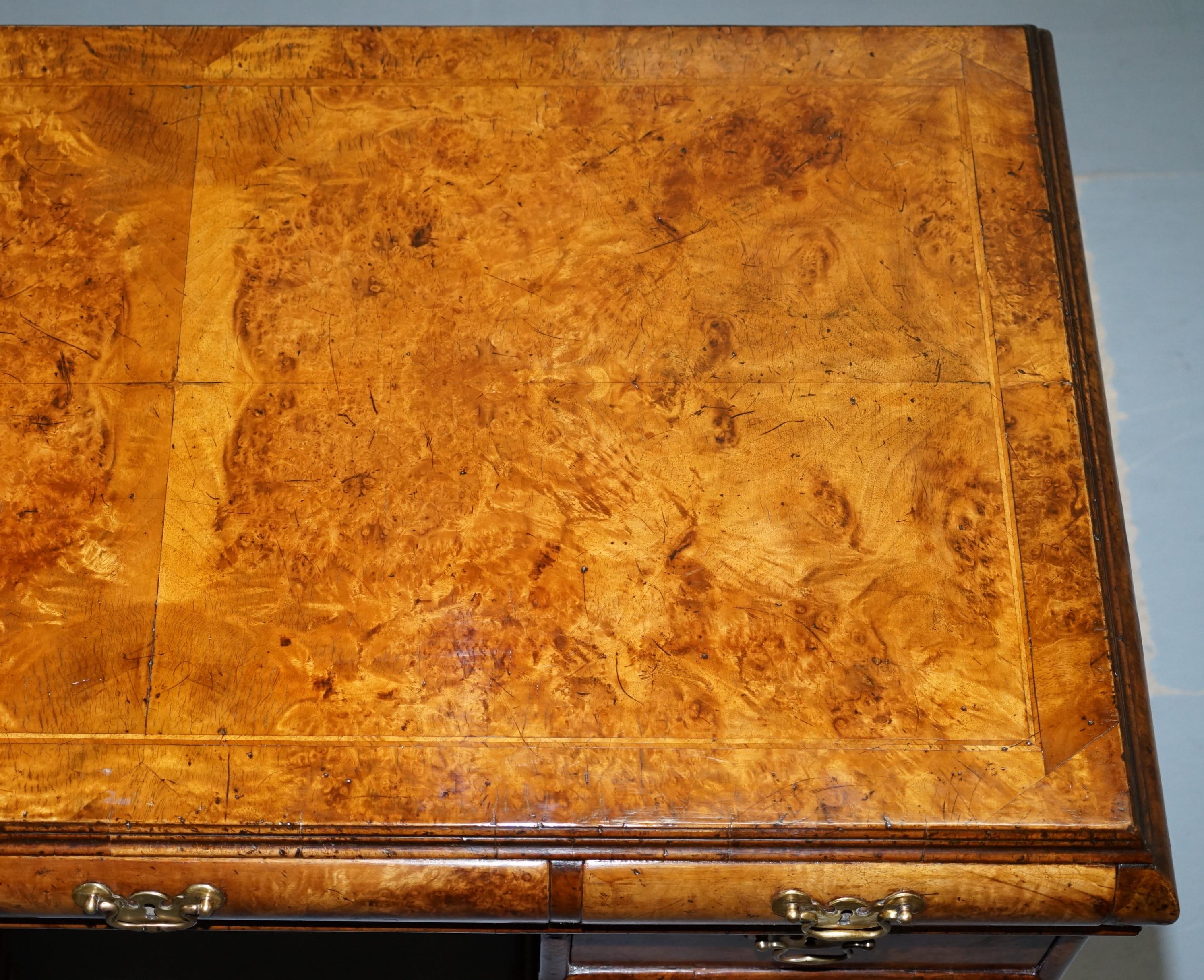 Extremely Rare Regency circa 1815 Solid Burr Walnut Curved Twin Pedestal Desk (Walnuss)