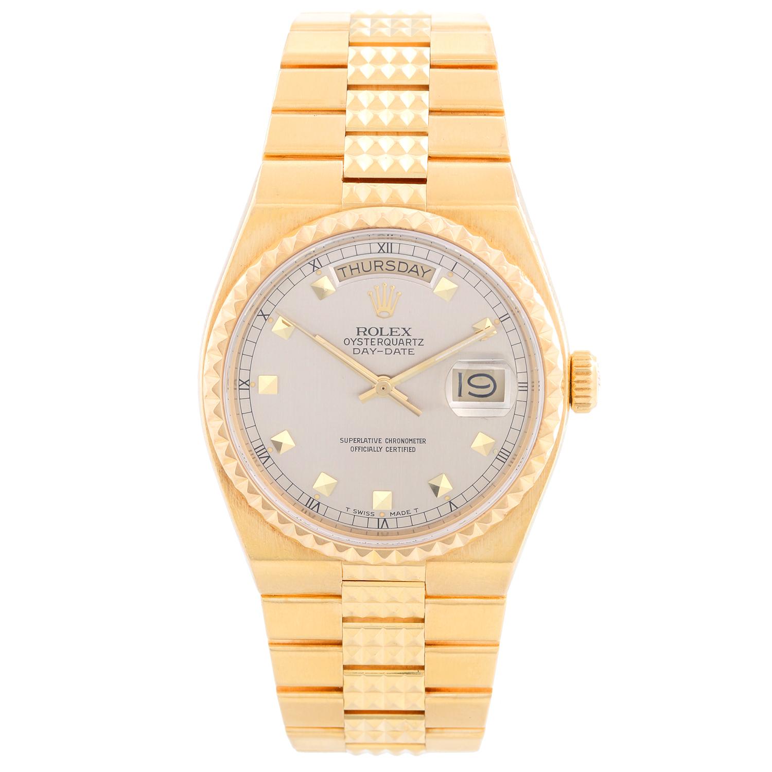 Extremely Rare Rolex Oysterquartz Pyramid 18 Karat Gold Watch 19028