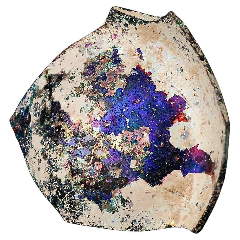 Extremely Rare Roman Glass Fragment with Iridescent Patina – 1st–4th Century AD