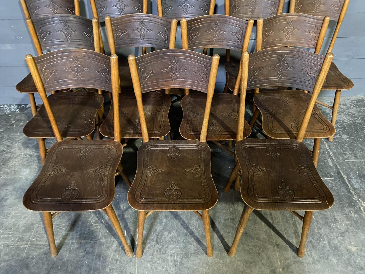 Extremely Rare set 12 J & J Kohn Bentwood Bistro Dining Chairs For Sale 11