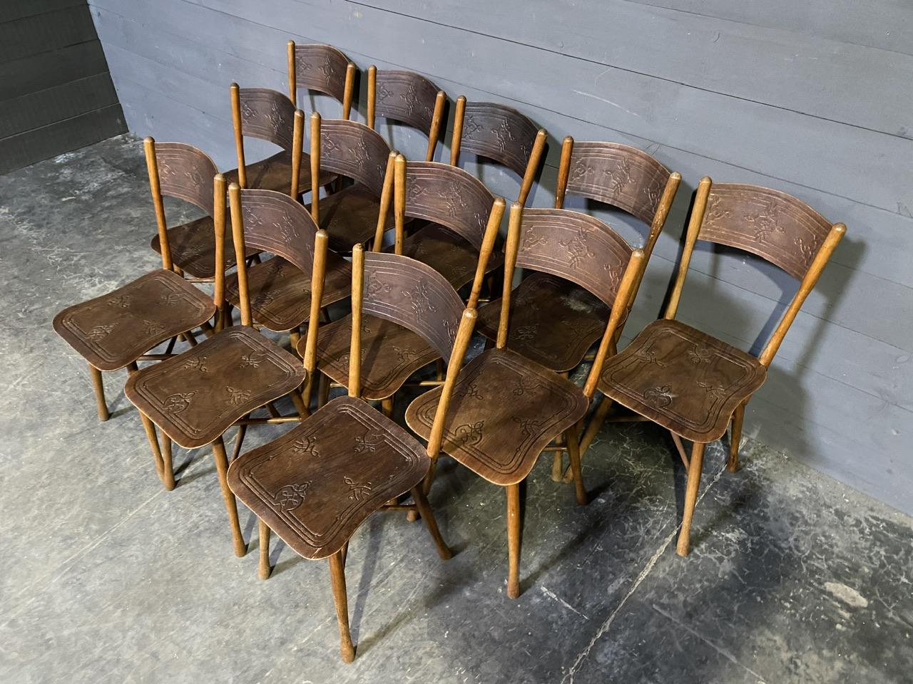 Extremely Rare set 12 J & J Kohn Bentwood Bistro Dining Chairs For Sale 13