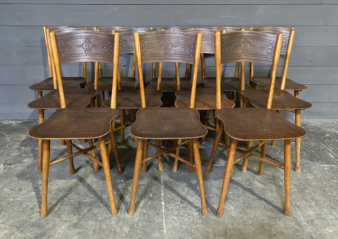 Austrian Extremely Rare set 12 J & J Kohn Bentwood Bistro Dining Chairs For Sale