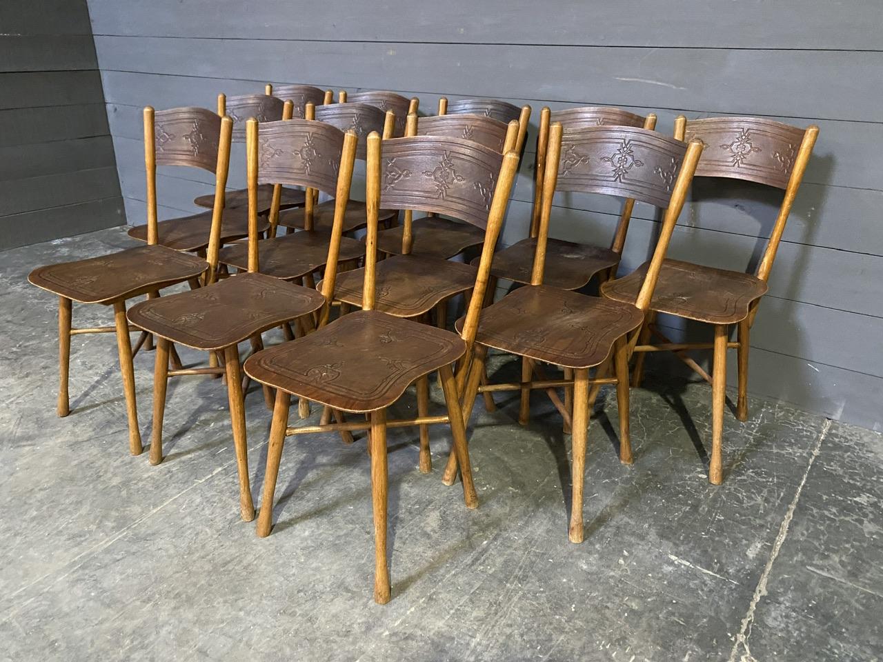 19th Century Extremely Rare set 12 J & J Kohn Bentwood Bistro Dining Chairs For Sale