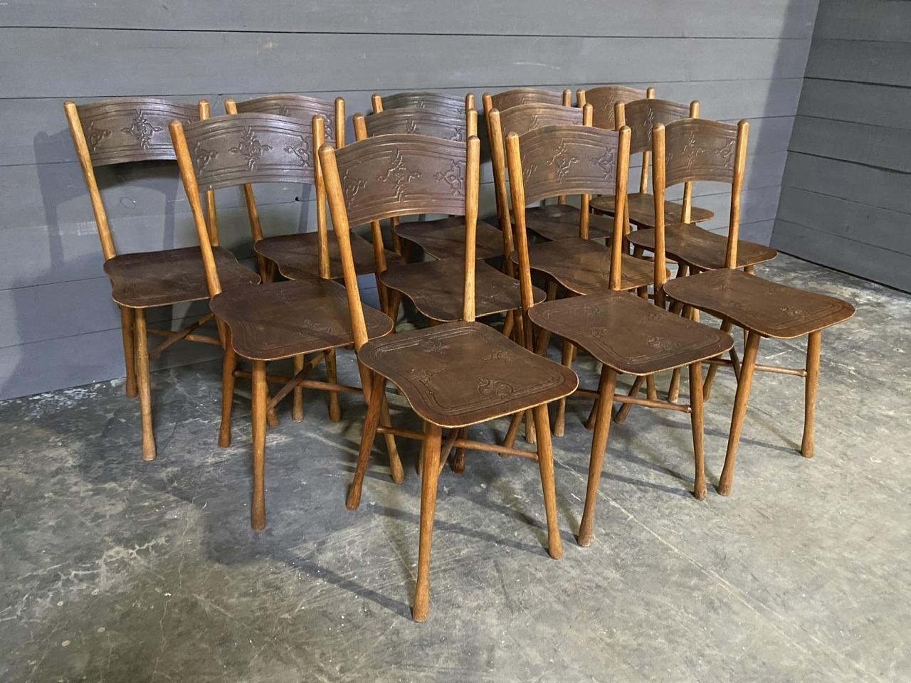 Extremely Rare set 12 J & J Kohn Bentwood Bistro Dining Chairs For Sale 1